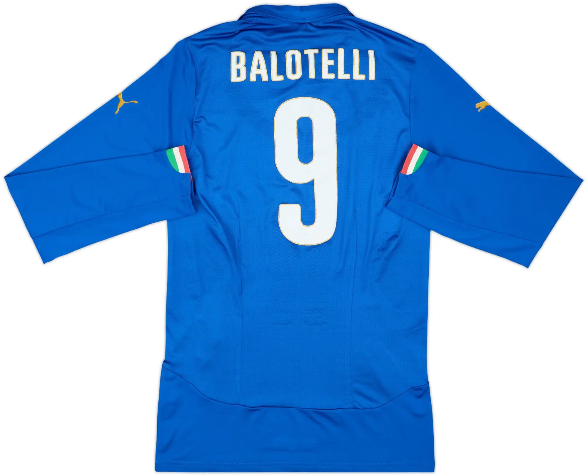 2014-15 Italy Player Issue Home L/S Shirt Balotelli #9 - 8/10 - (XXL)