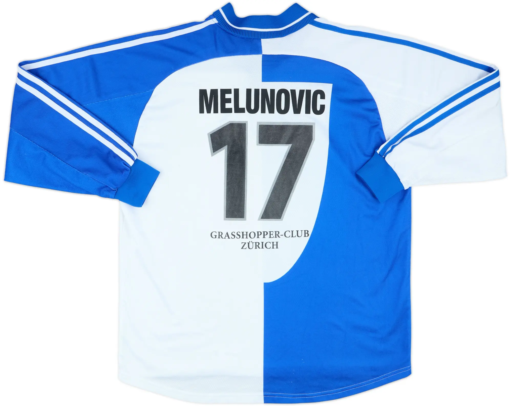 2000-01 Grasshoppers Match Issue Squad Signed Home L/S Shirt Melunovic #17