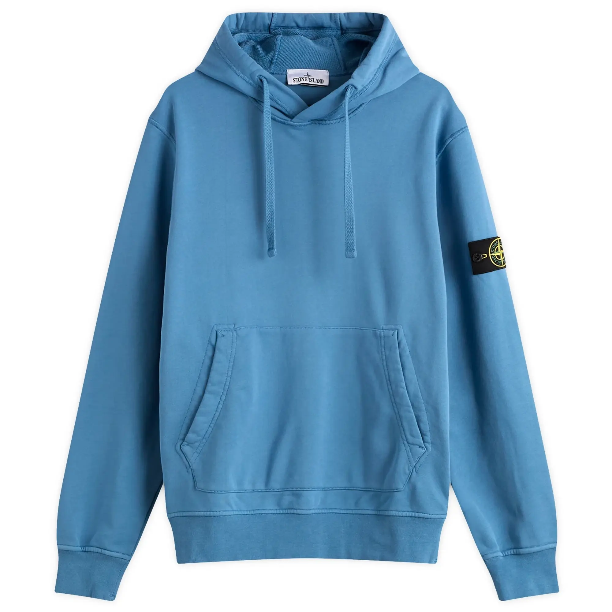 Stone Island Men's Organic Cotton Fleece Popover Hoodie Steel Blue