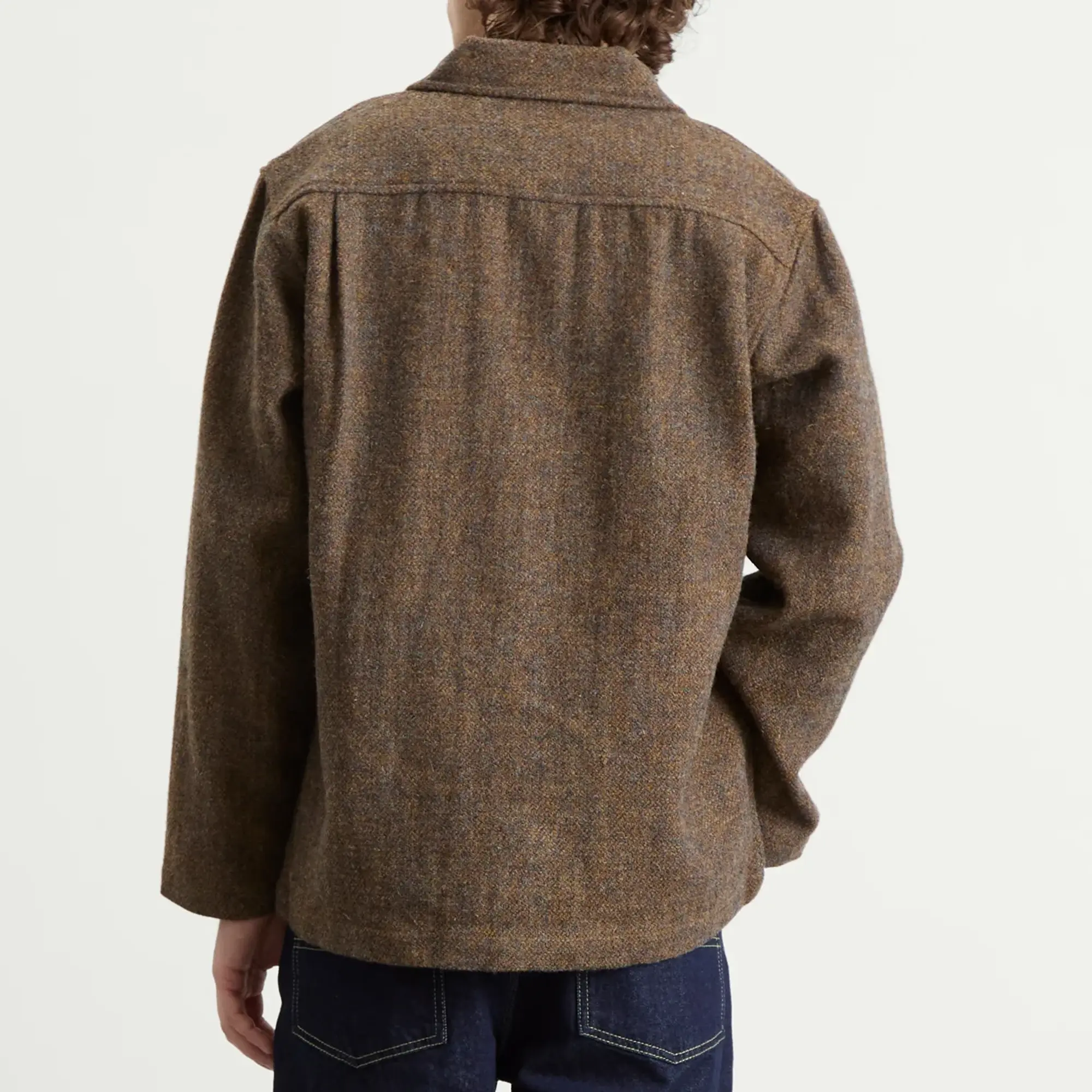 Universal Works Men's Harris Tweed Plaid Easy Jacket Gold
