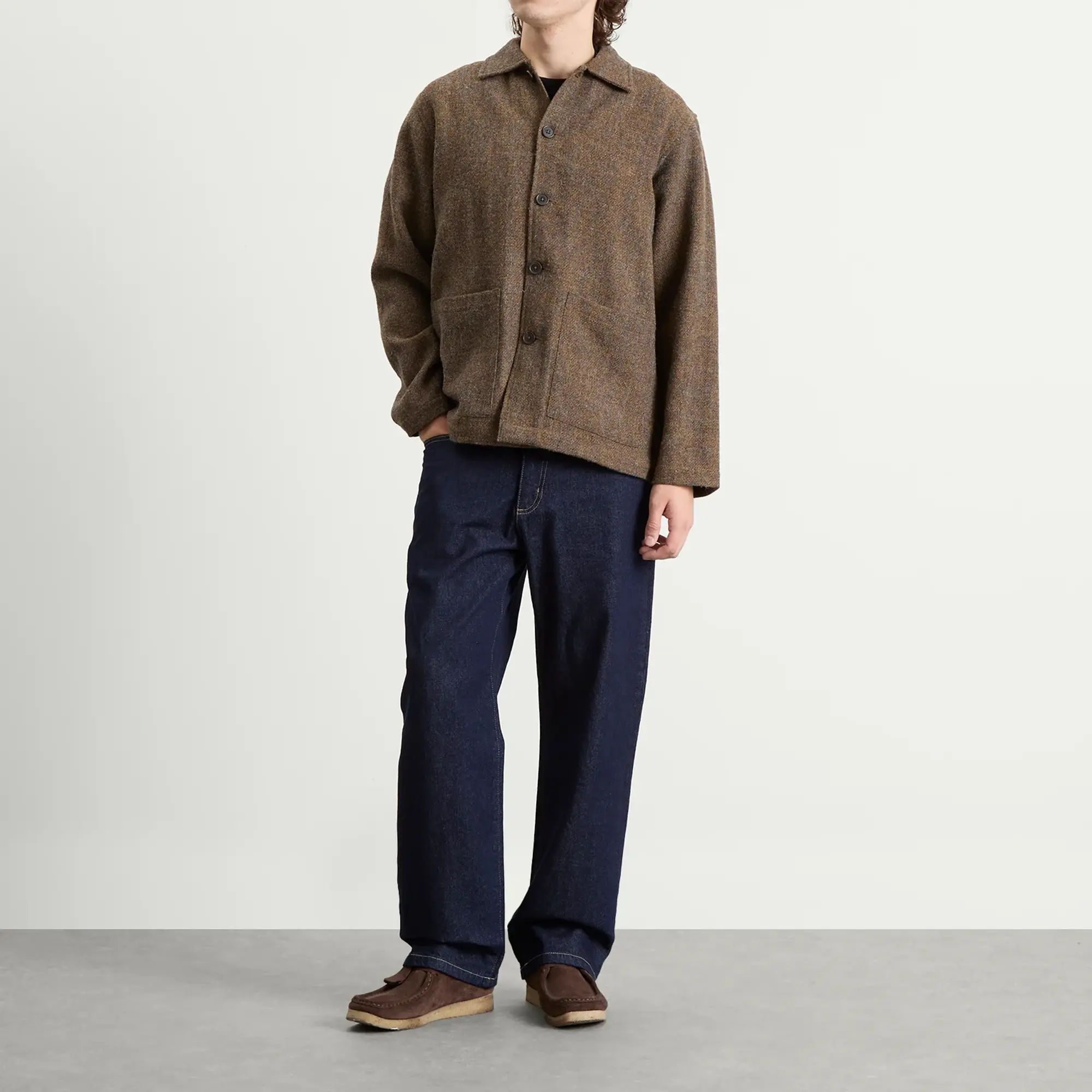 Universal Works Men's Harris Tweed Plaid Easy Jacket Gold