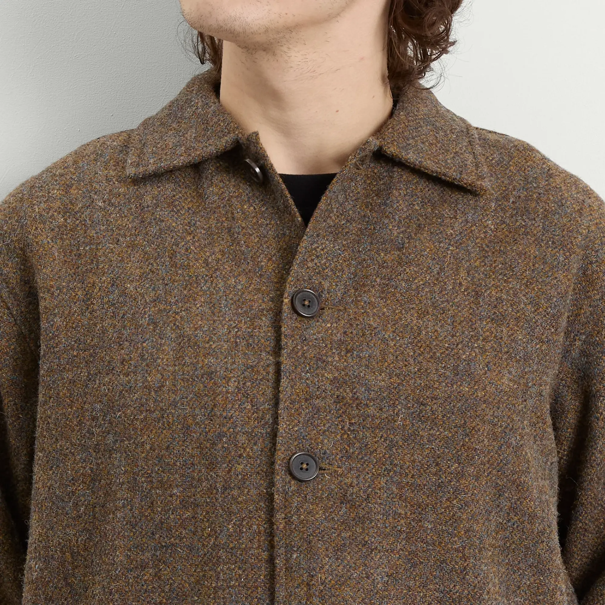 Universal Works Men's Harris Tweed Plaid Easy Jacket Gold