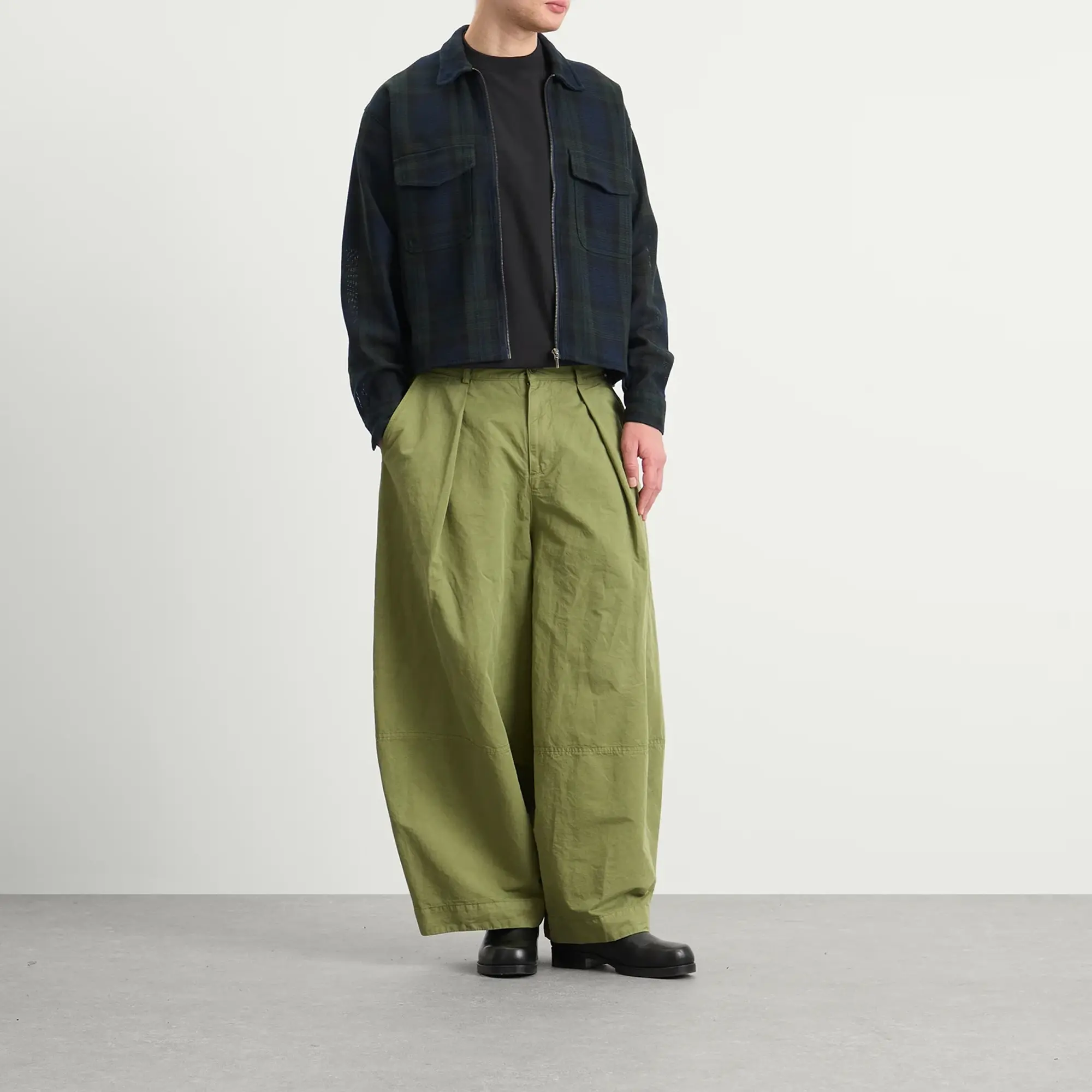 BEAMS Men's Mesh Check Shirt Jacket Navy