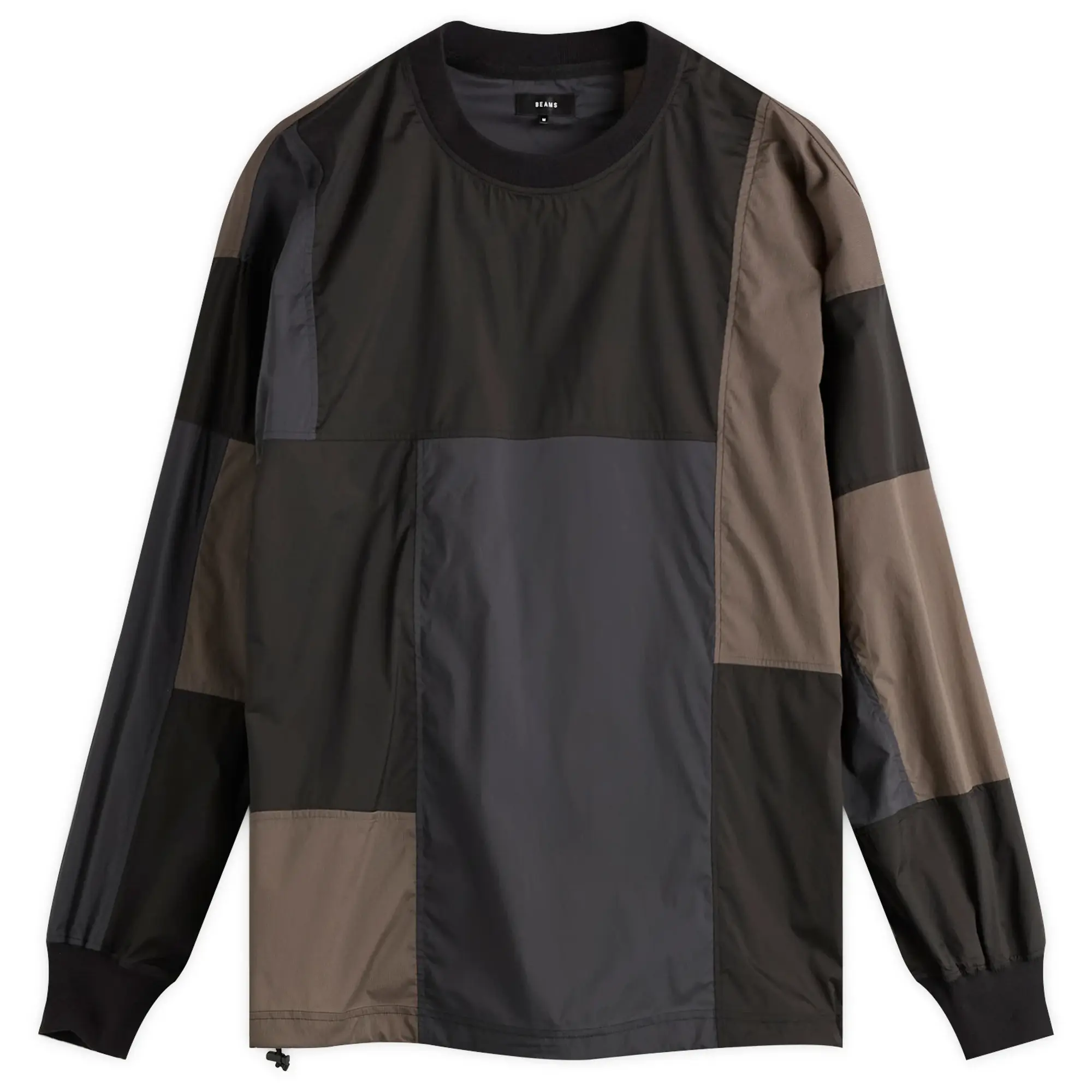 BEAMS Men's Patchwork Crew Neck Black