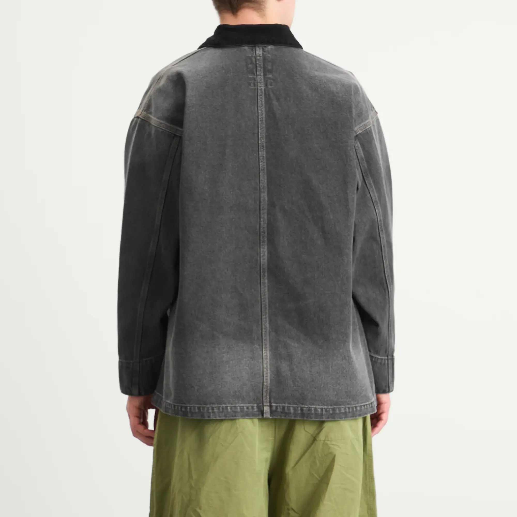 BEAMS Men's Denim Loose Coverall Jacket Black