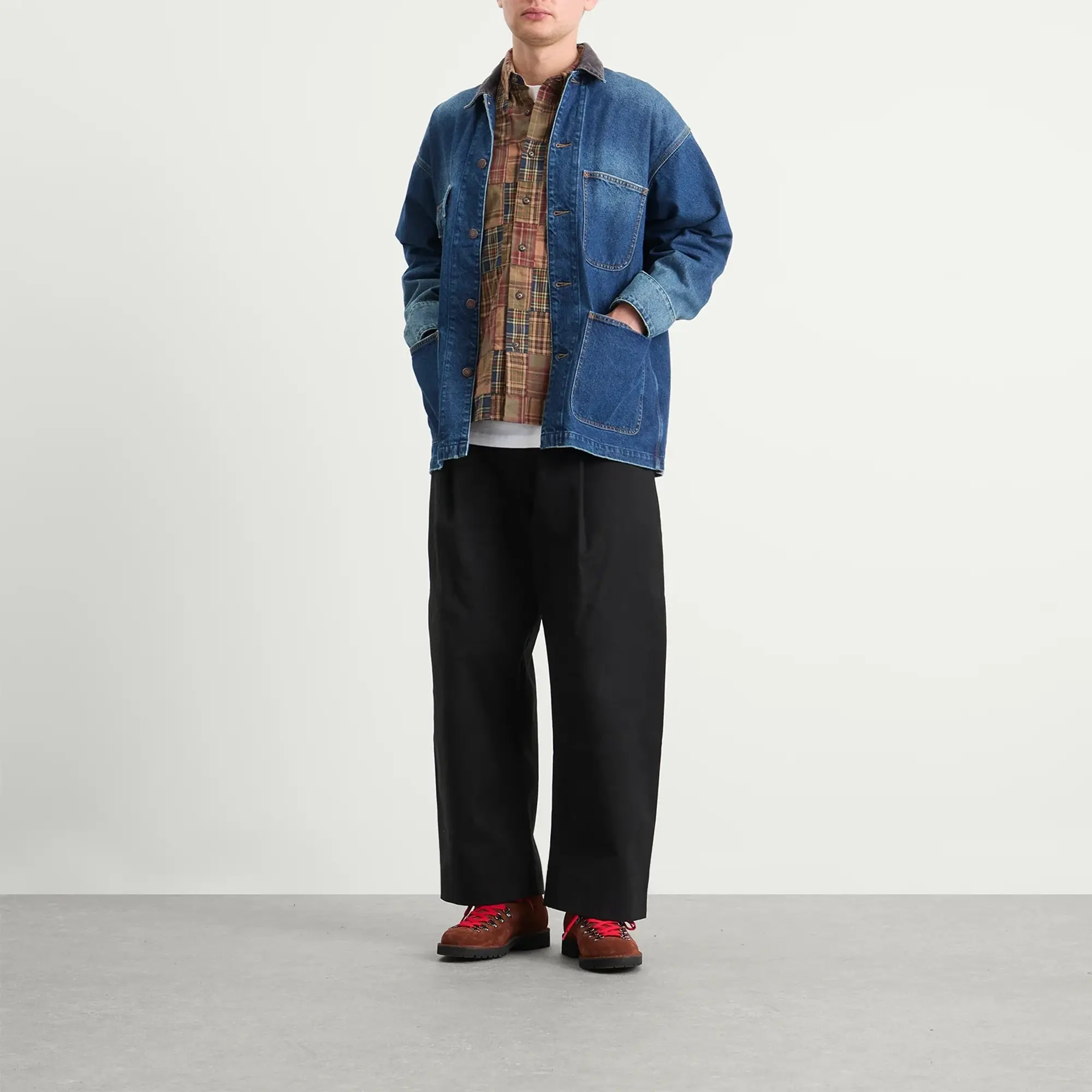 BEAMS Men's Denim Loose Coverall Jacket  Indigo