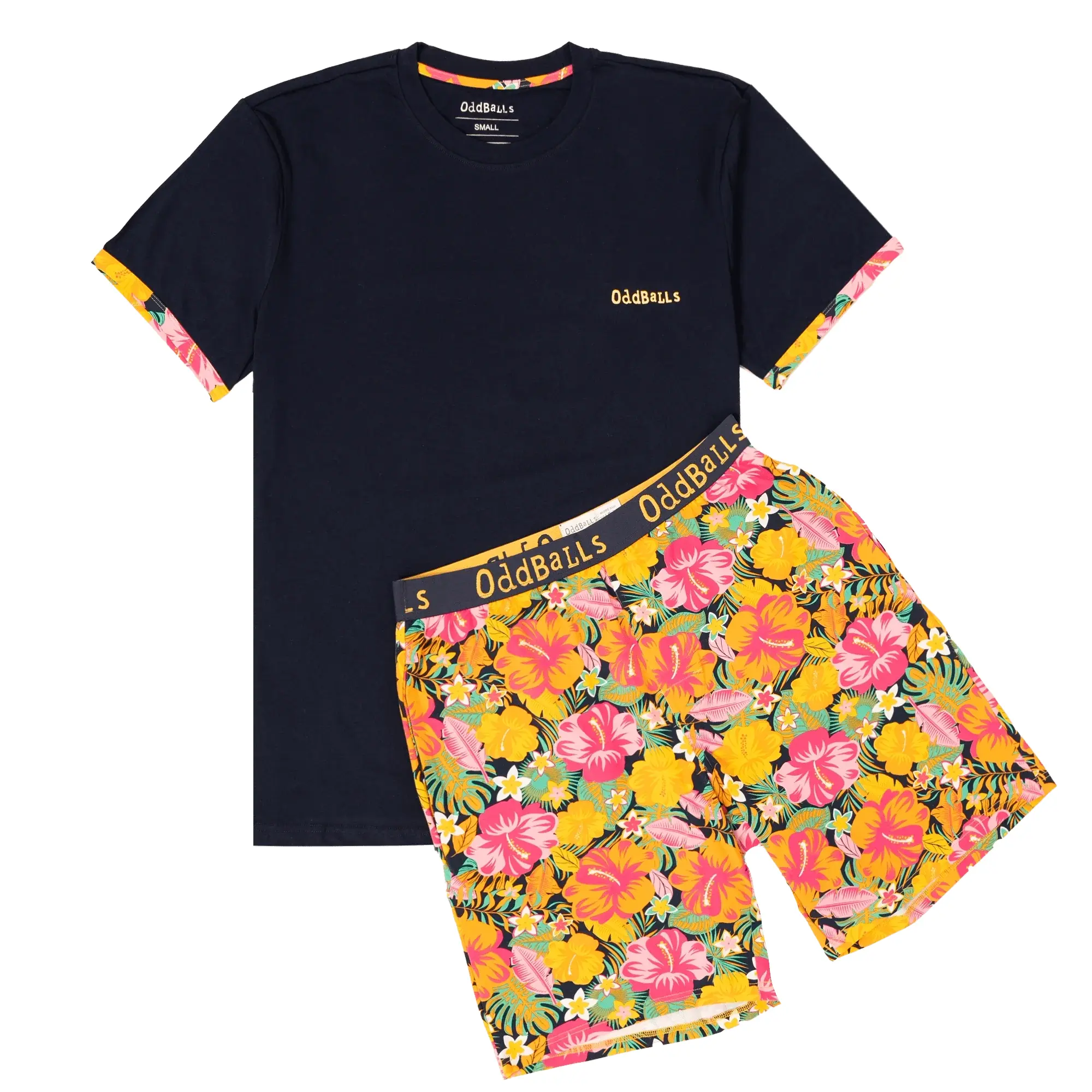 Mens Pyjamas - Hibiscus - Shorts & T-Shirt