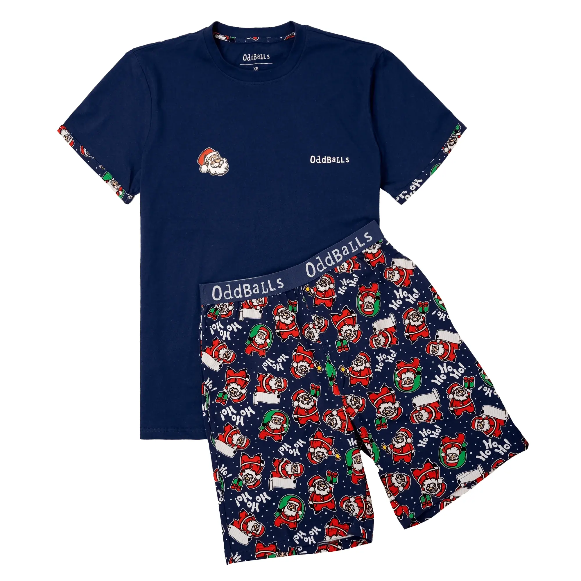 Mens Short Pyjamas - Santa - Shorts & T-Shirt