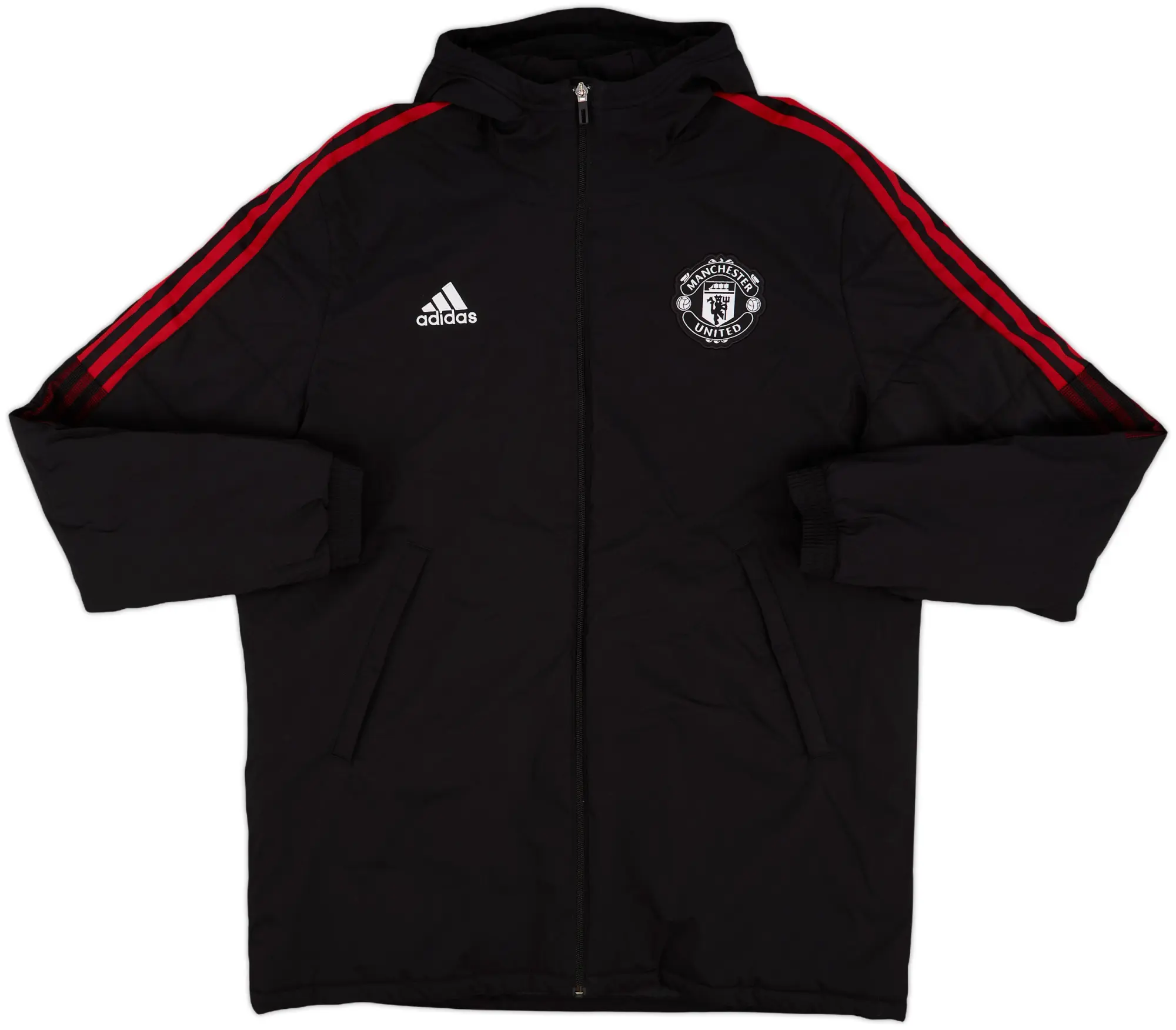 2021-22 Manchester United adidas Hooded Bench Coat - 10/10 - (XL)