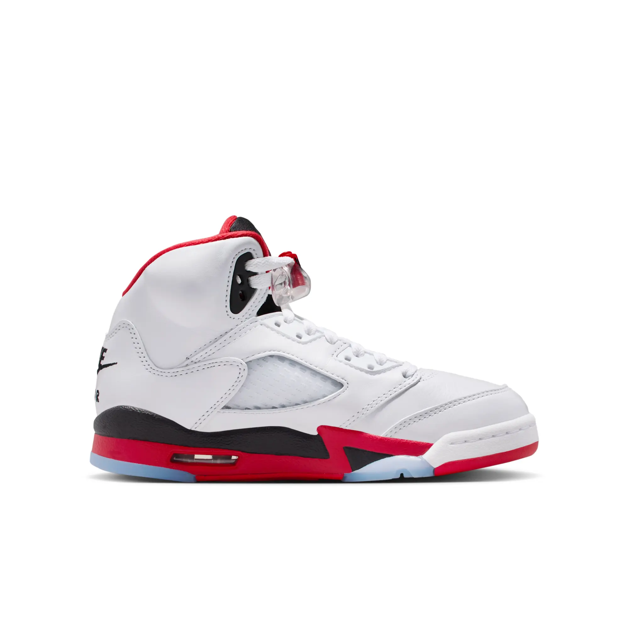 Nike Jordan Nike Air Jordan 5 Retro Fire Red Black Tongue Big Kids' Shoes - White