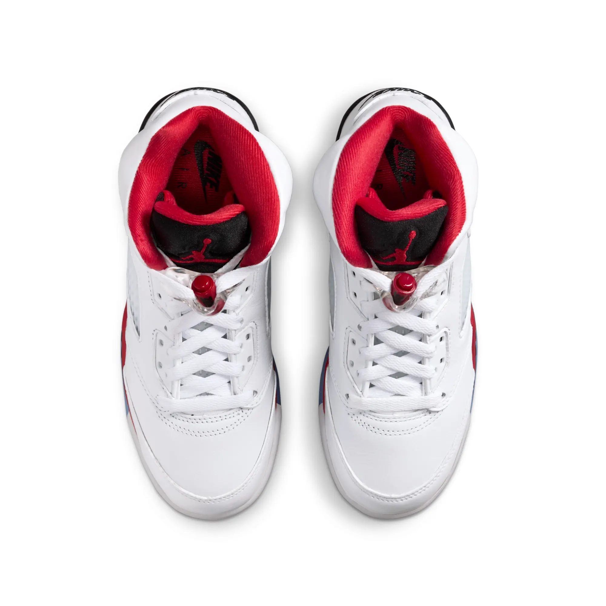 Nike Jordan Nike Air Jordan 5 Retro Fire Red Black Tongue Big Kids' Shoes - White