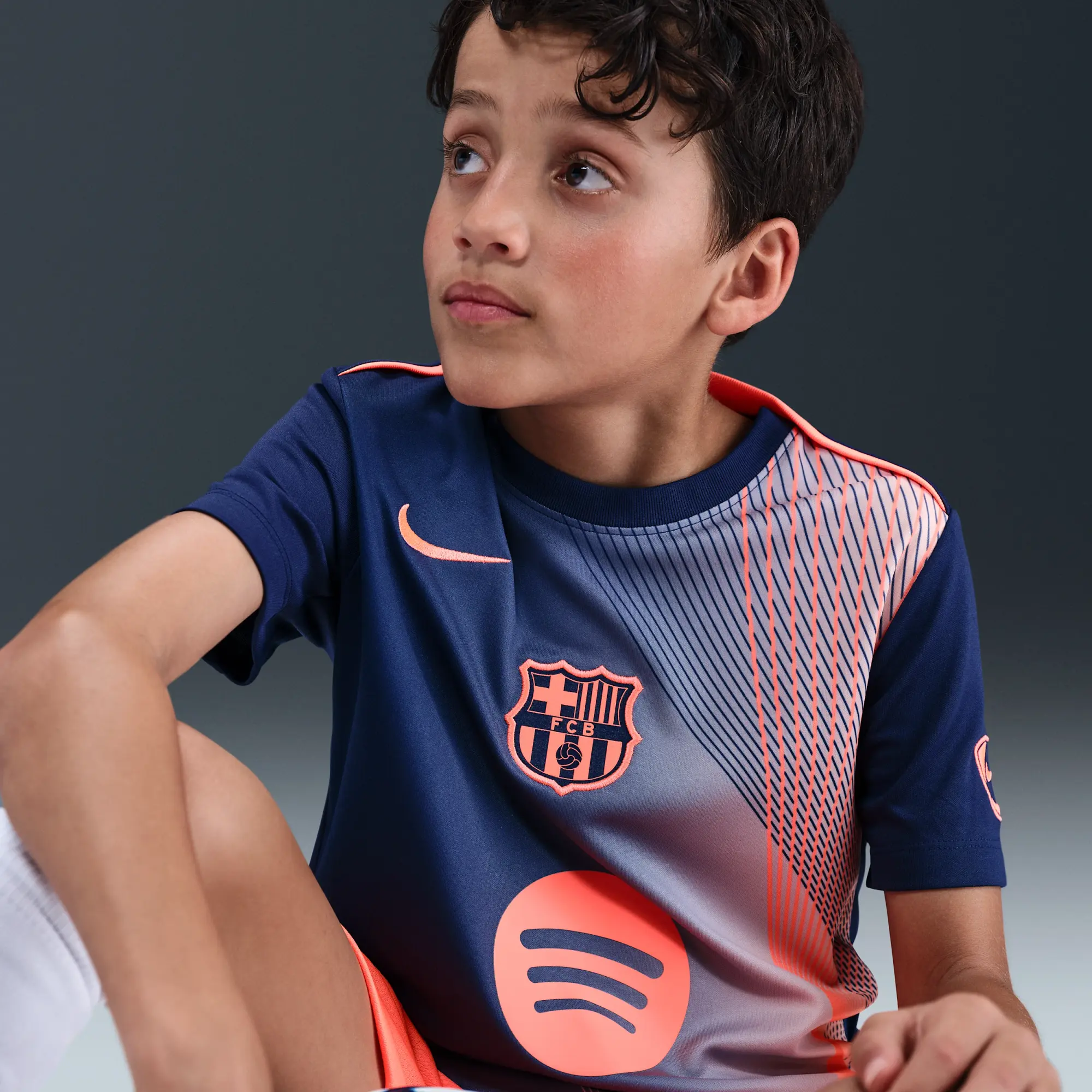 F.C. Barcelona Academy Pro Third Older Kids' Nike Dri-FIT Football Pre-Match Top - Blue - Polyester