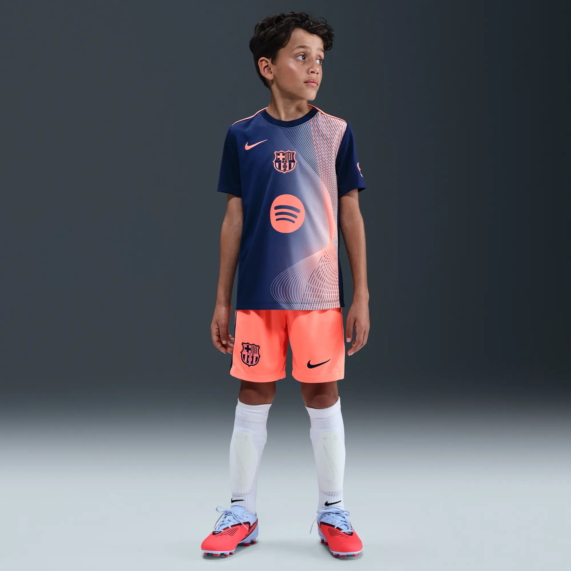 F.C. Barcelona Academy Pro Third Older Kids' Nike Dri-FIT Football Pre-Match Top - Blue - Polyester