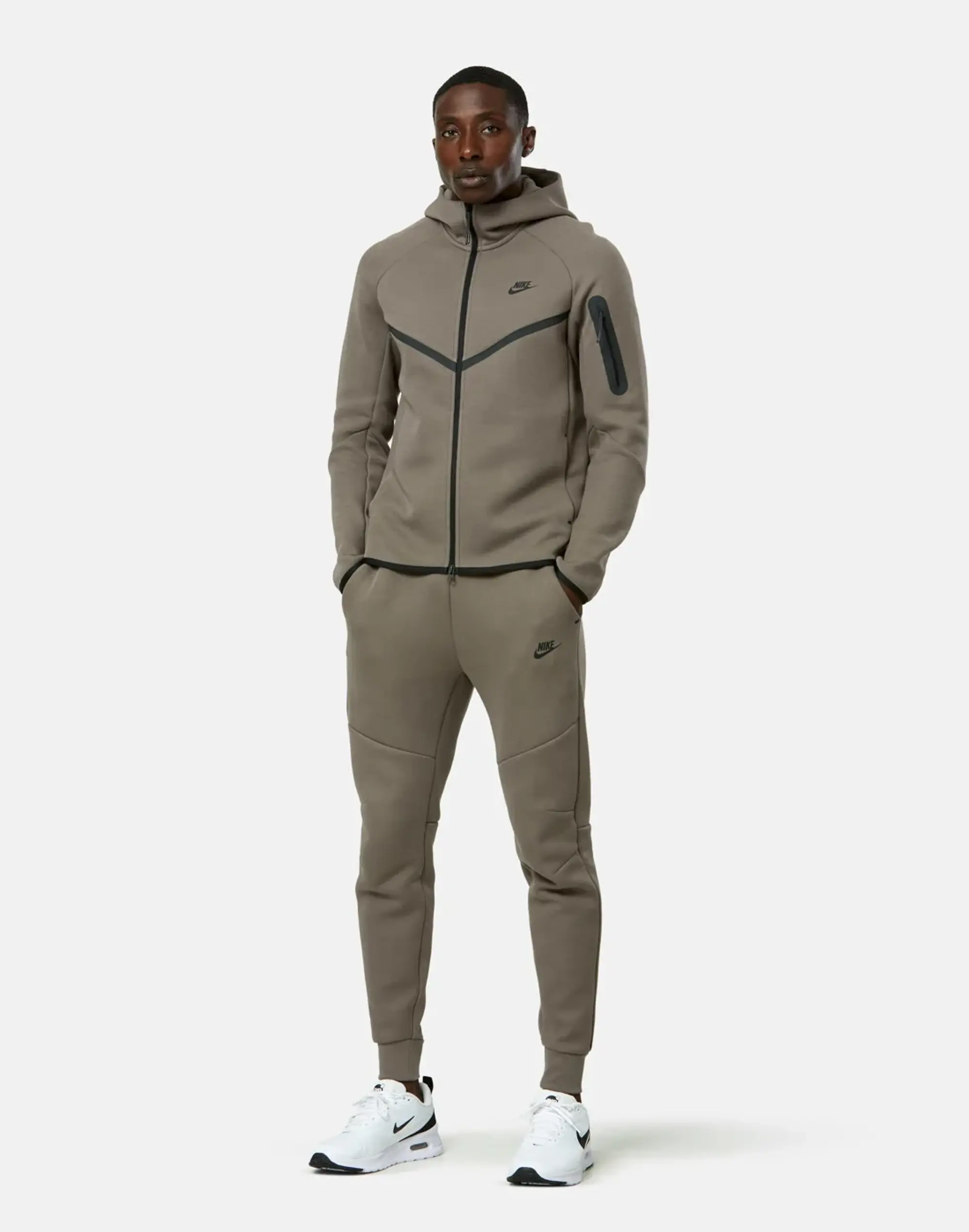 Men's Nike Tech Fleece Fz Hoodie in Grey/Black 