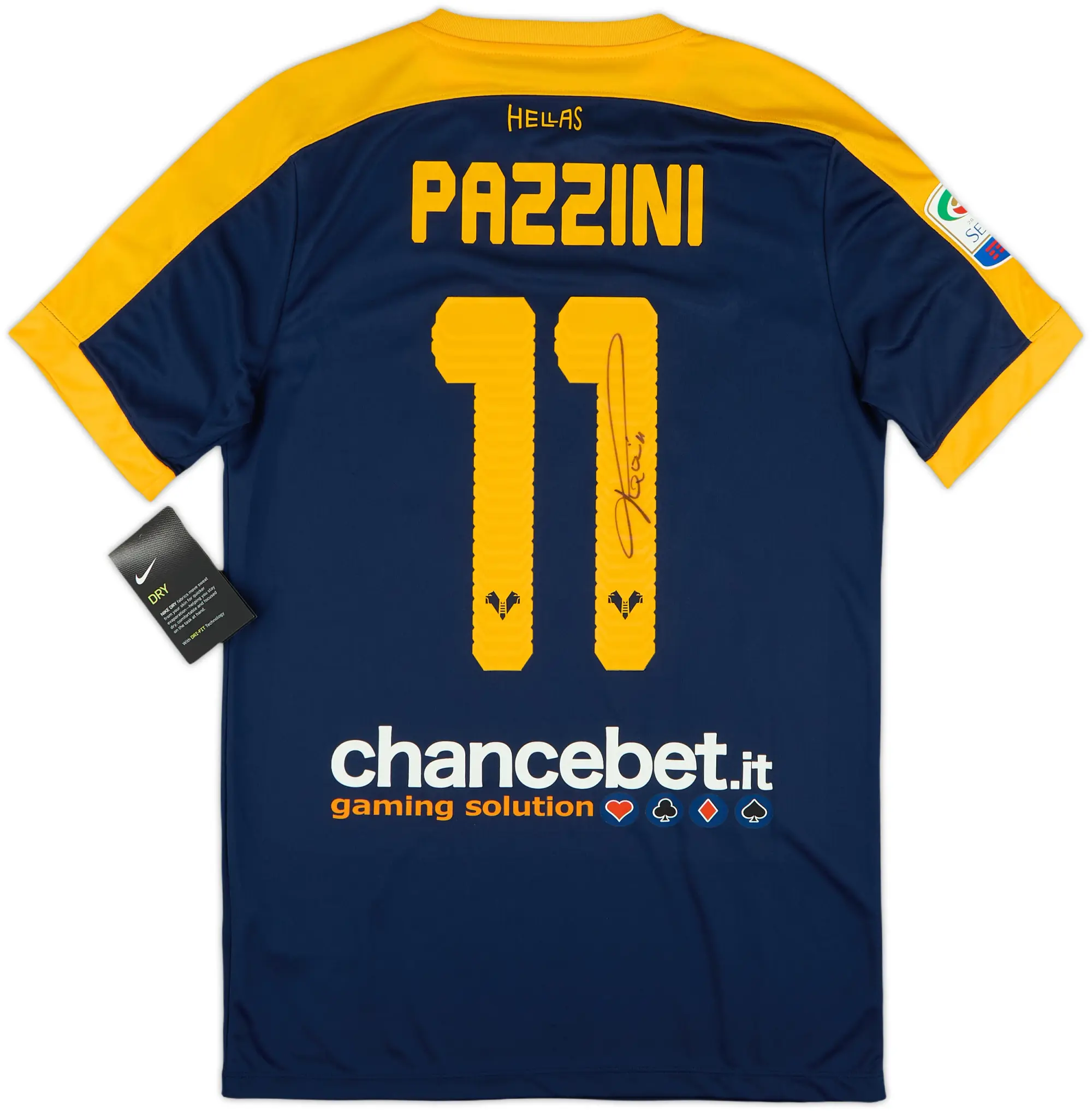 2017-18 Hellas Verona Signed Home Shirt Pazzini #11 (S)