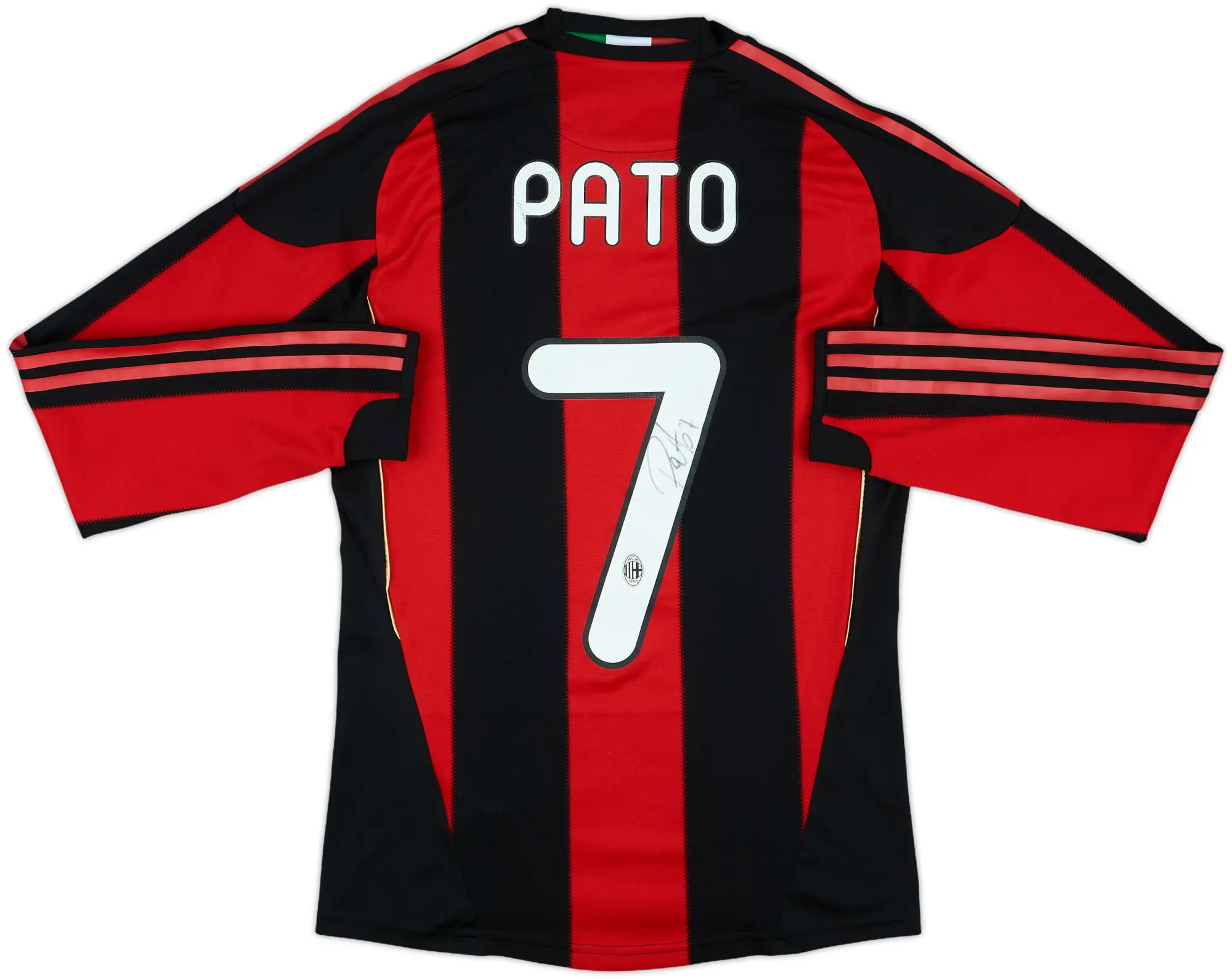 2010-11 AC Milan Player Issue Signed Home L/S Shirt Pato #7 - 7/10 - (S)