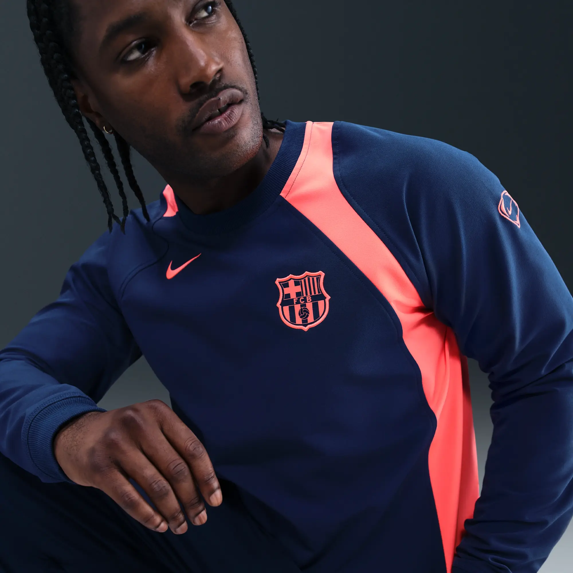 F.C. Barcelona Third Men's Nike Total 90 Football Crew-Neck Top - Blue - Polyester/Elastane