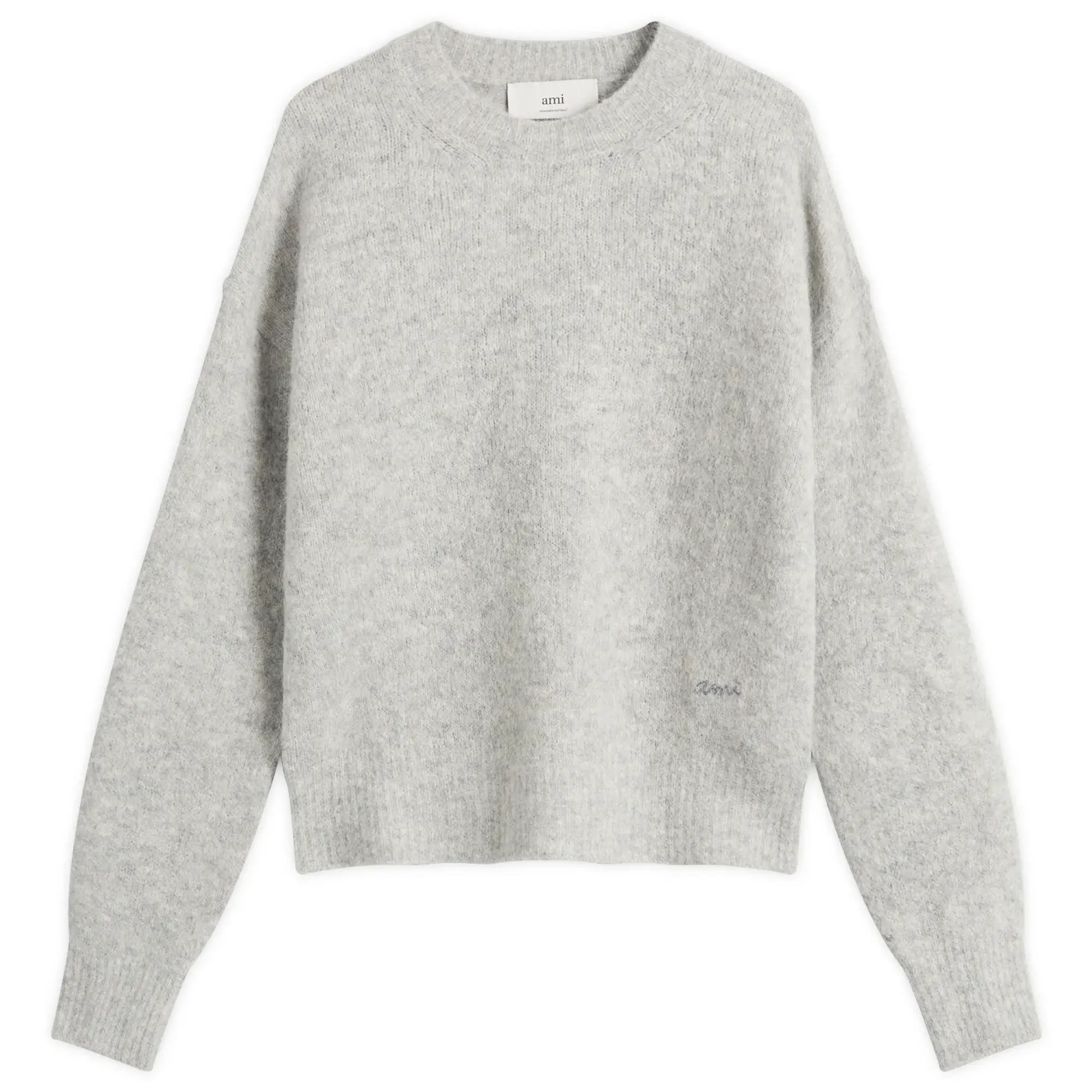 AMI Paris Men's Wool And Alpaca Knit Crew Neck Jumper Gris