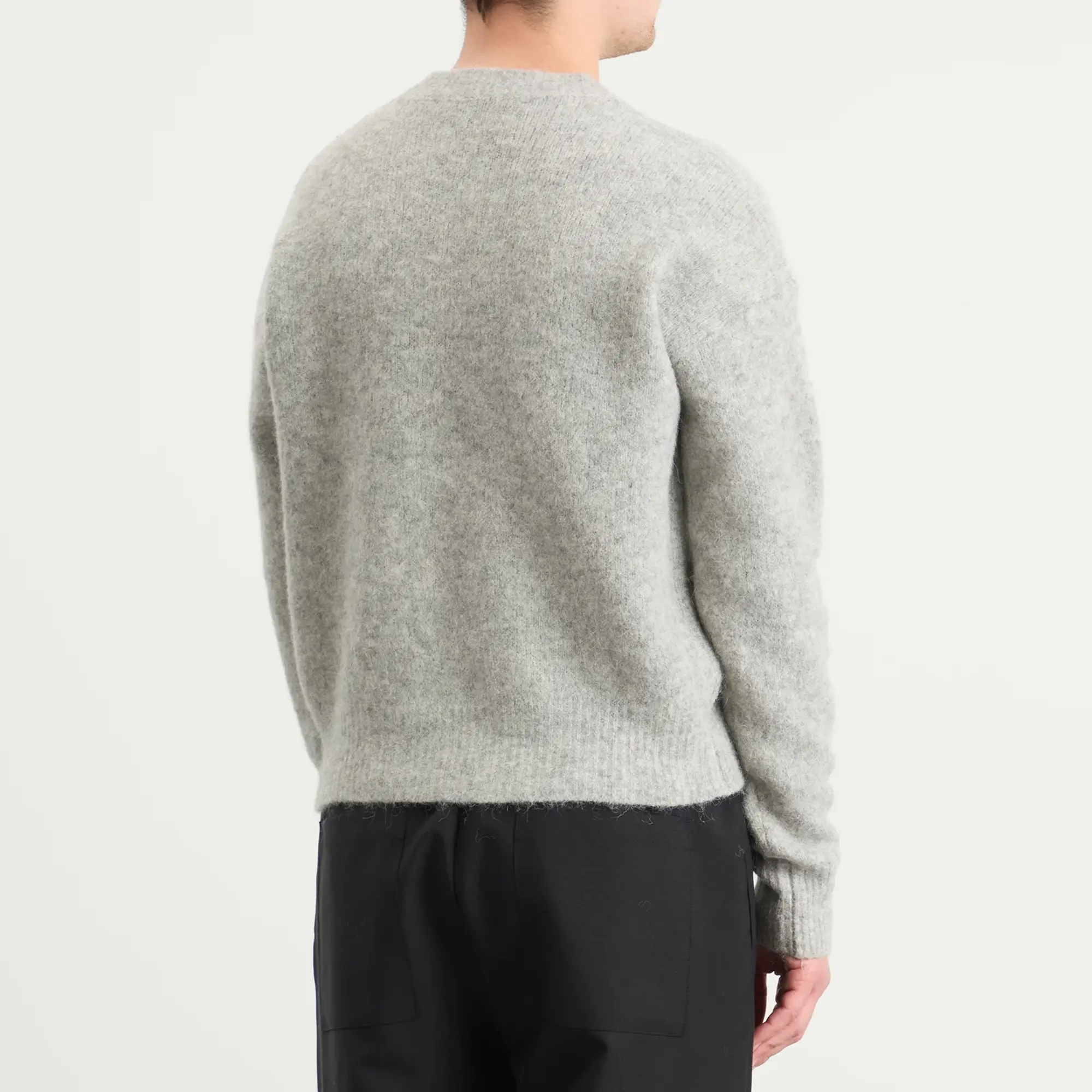 AMI Paris Men's Wool And Alpaca Knit Crew Neck Jumper Gris