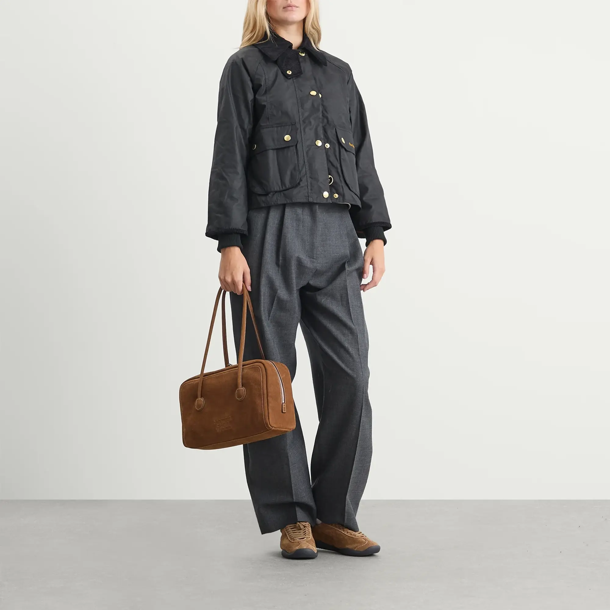 Barbour Women's Cropped Beadnell Wax Jacket Black/Classic