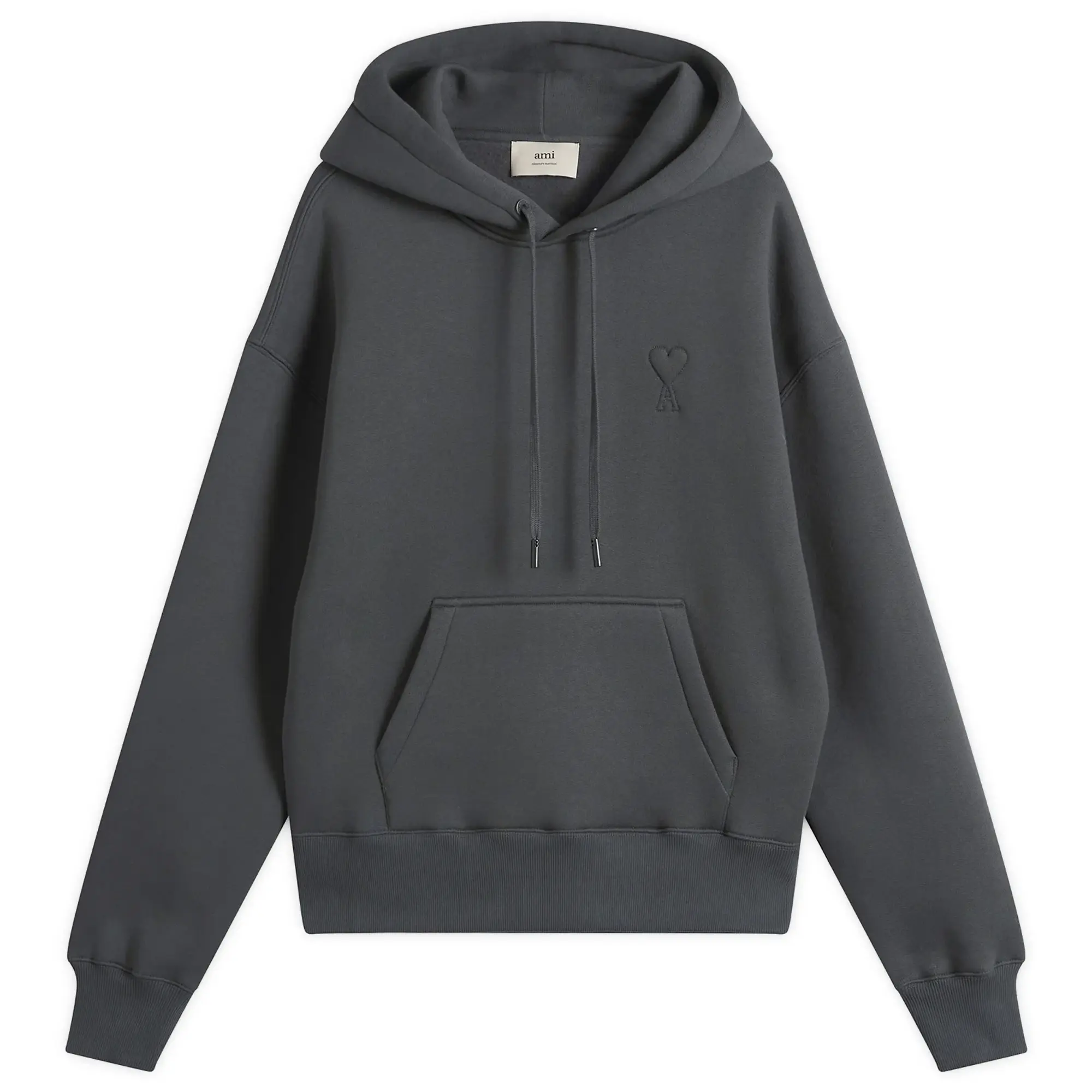 AMI Paris Men's Brushed Fleece Hoodie Big ADC Anthracite
