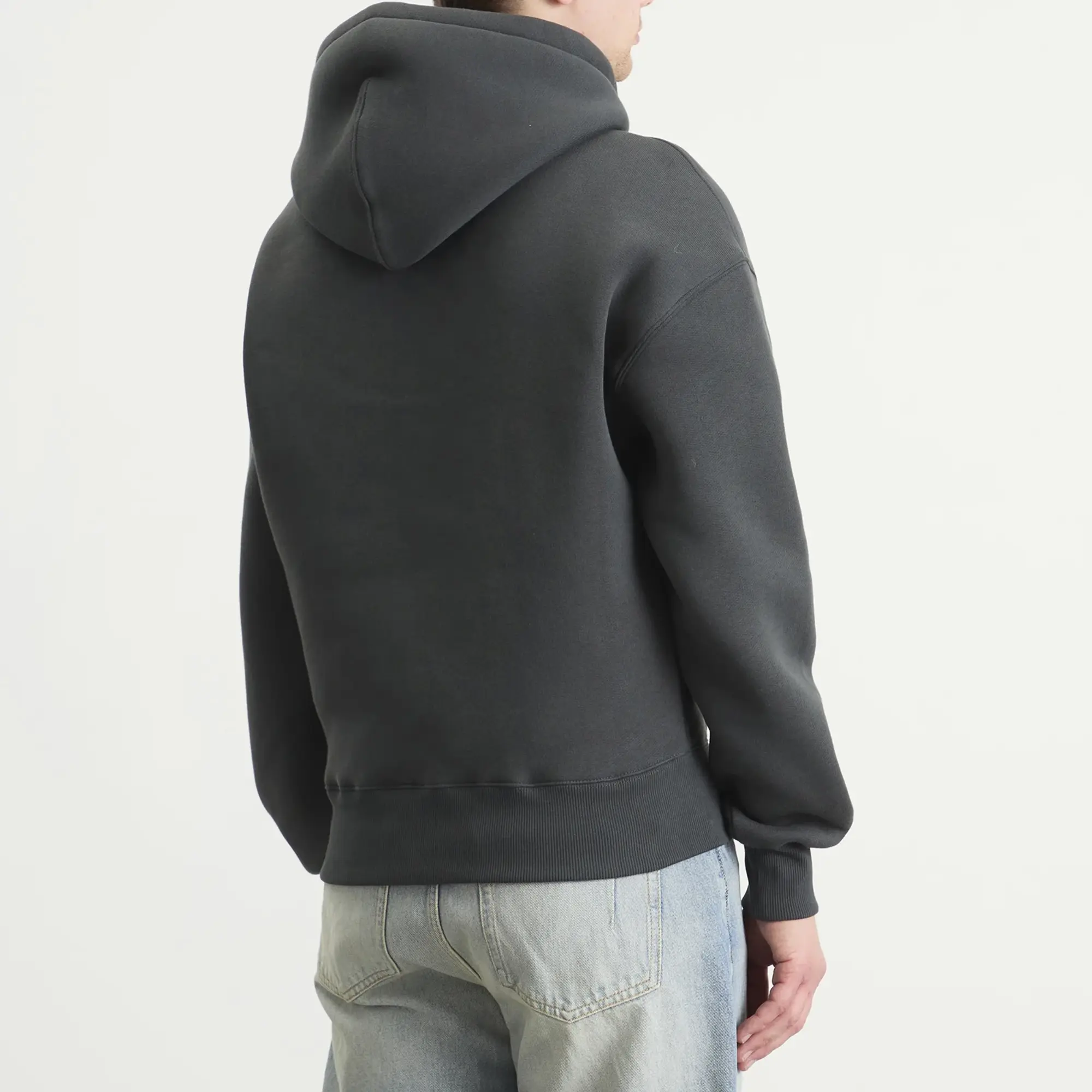AMI Paris Men's Brushed Fleece Hoodie Big ADC Anthracite