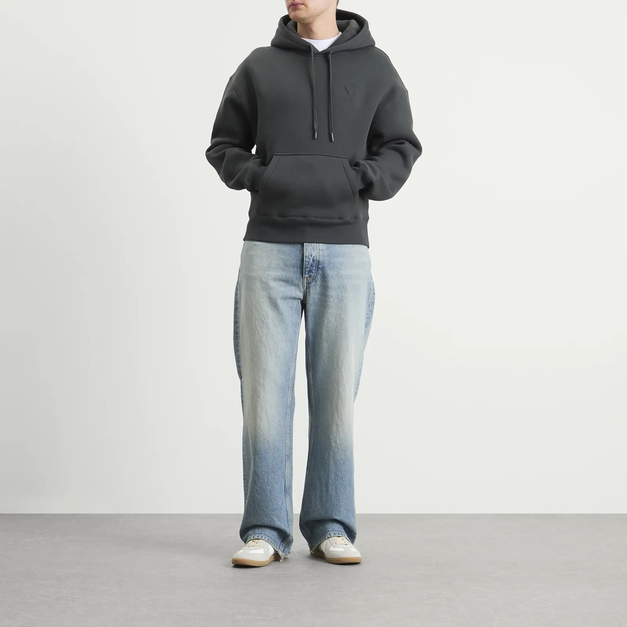 AMI Paris Men's Brushed Fleece Hoodie Big ADC Anthracite