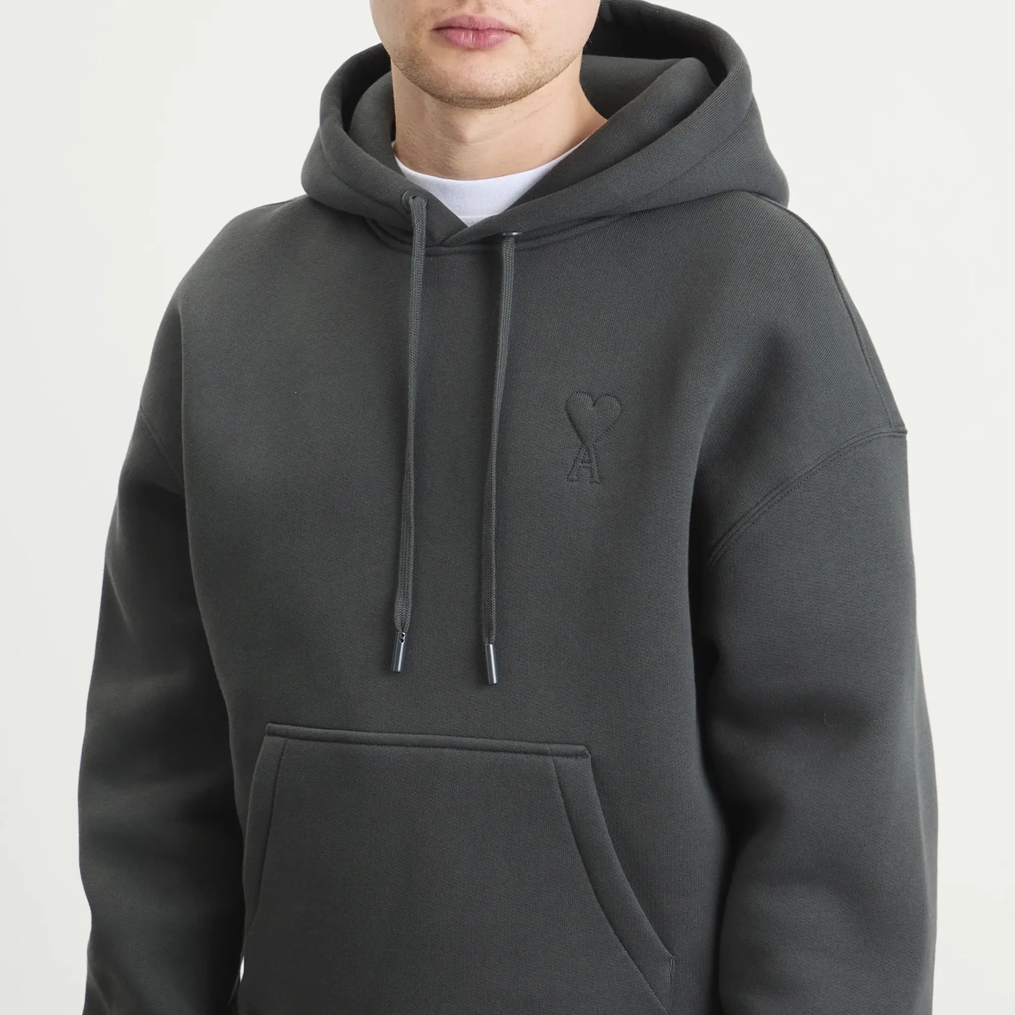 AMI Paris Men's Brushed Fleece Hoodie Big ADC Anthracite