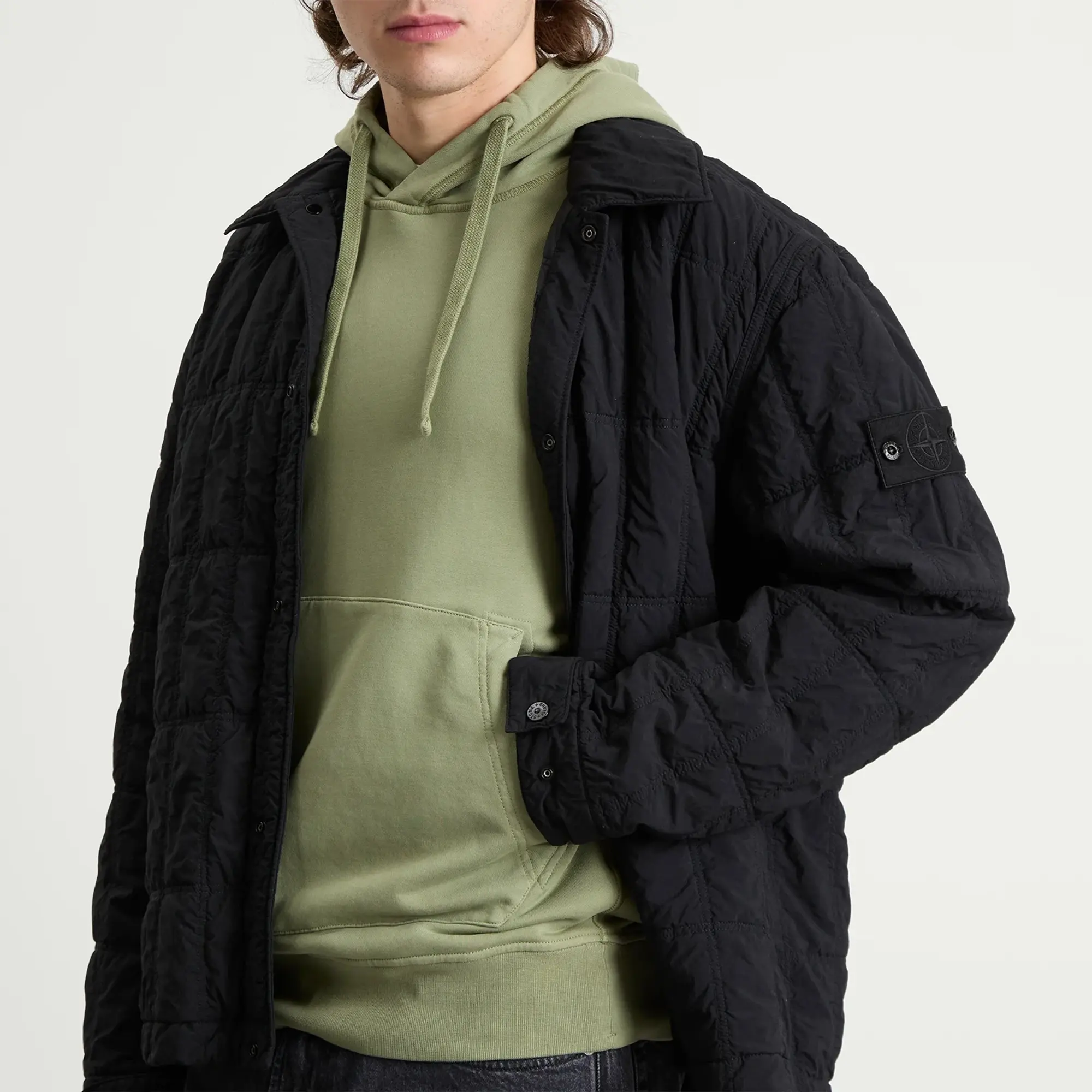 Stone Island Men's Ghost Nylon Smerigliato PrimaLoft Jacket Black