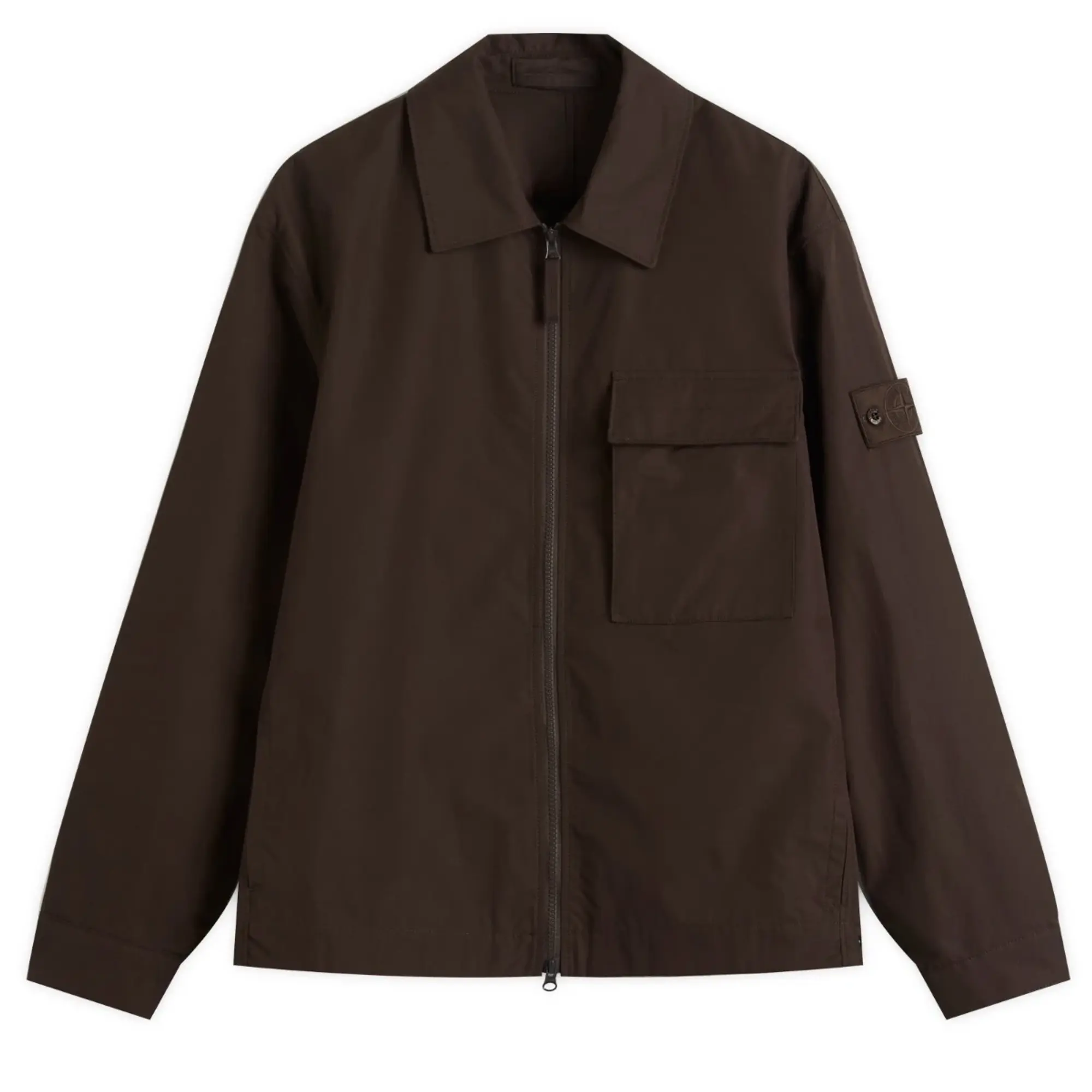 Stone Island Men's Ghost Weatherproof Cotton Canvas Shirt Jacket Dark Brown