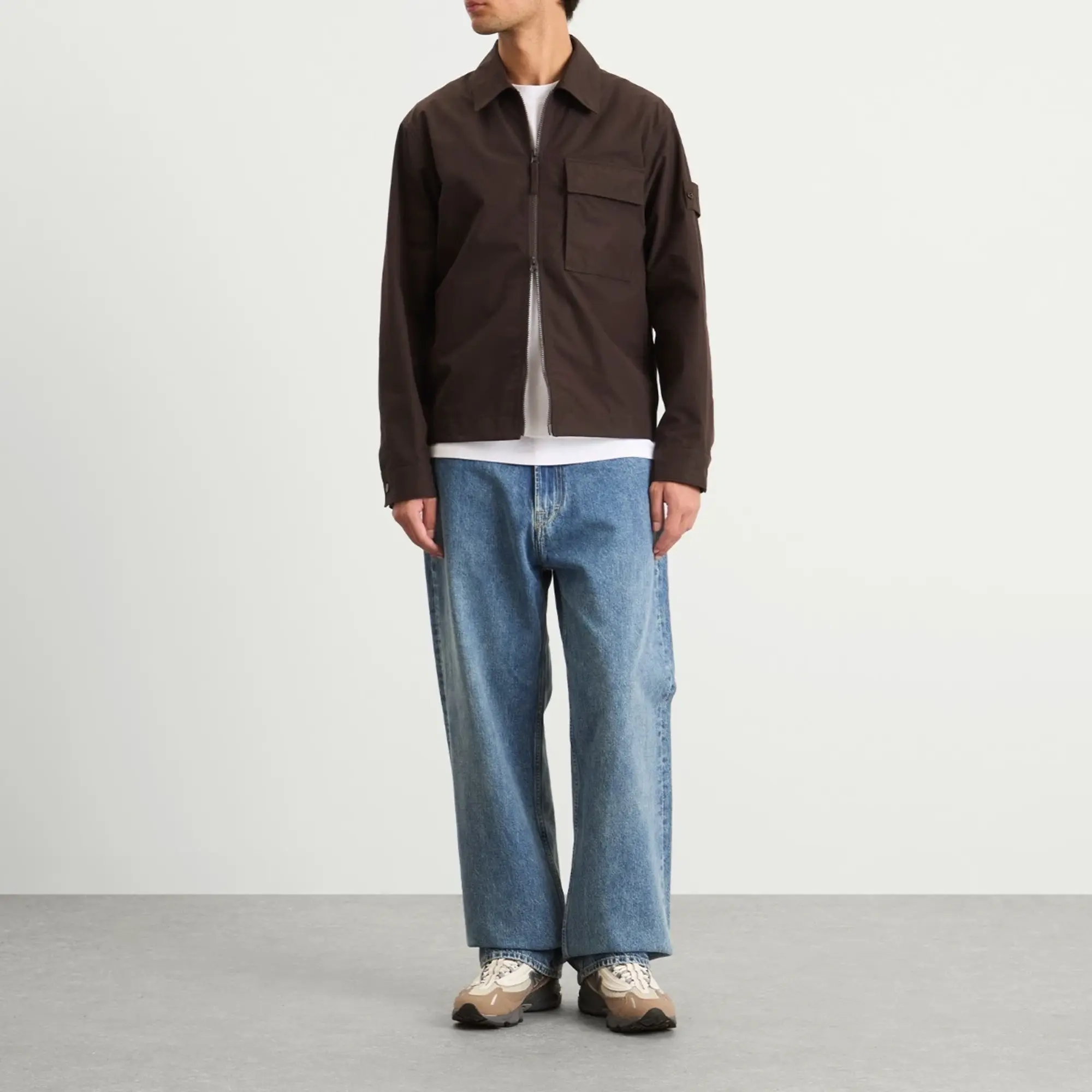 Stone Island Men's Ghost Weatherproof Cotton Canvas Shirt Jacket Dark Brown