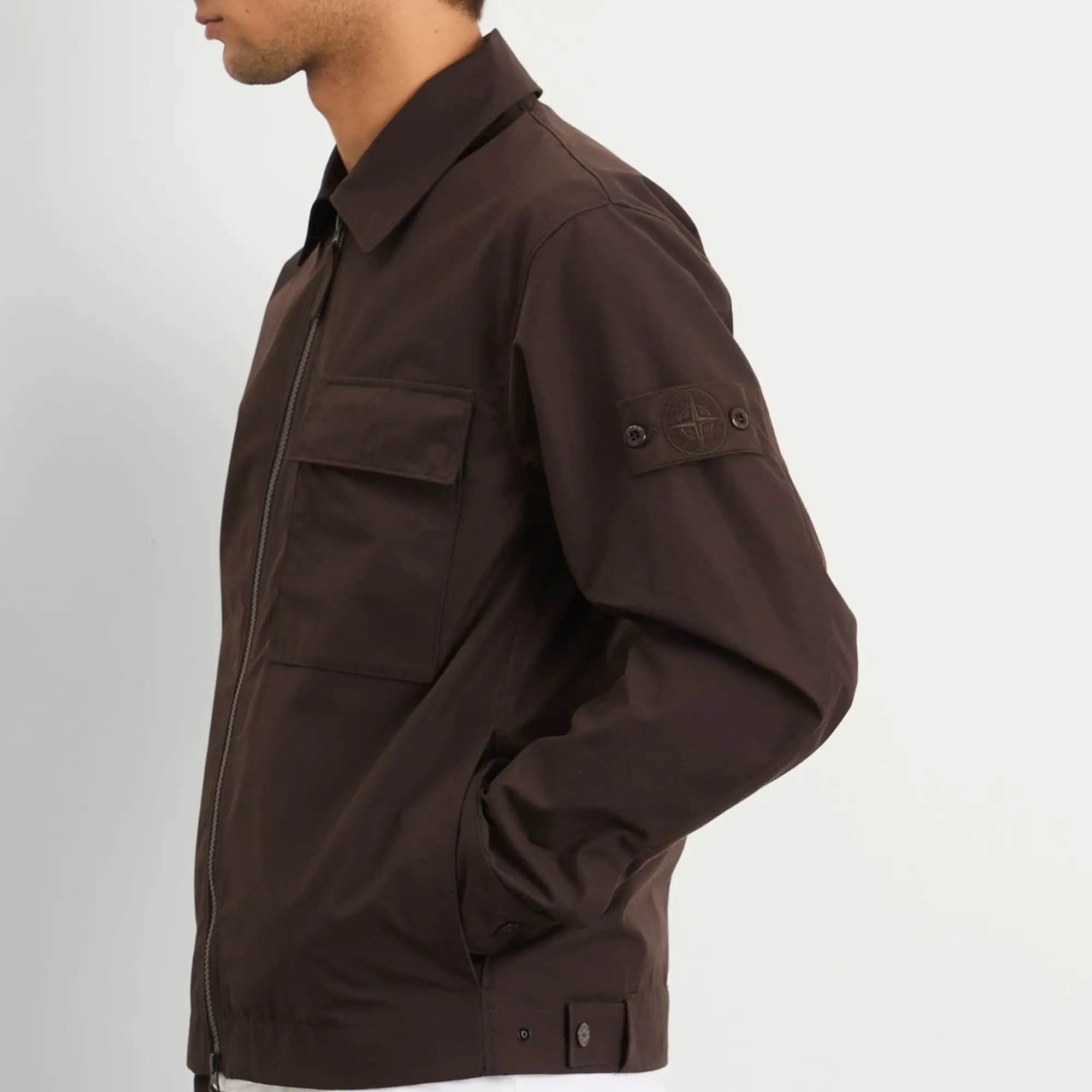 Stone Island Men's Ghost Weatherproof Cotton Canvas Shirt Jacket Dark Brown