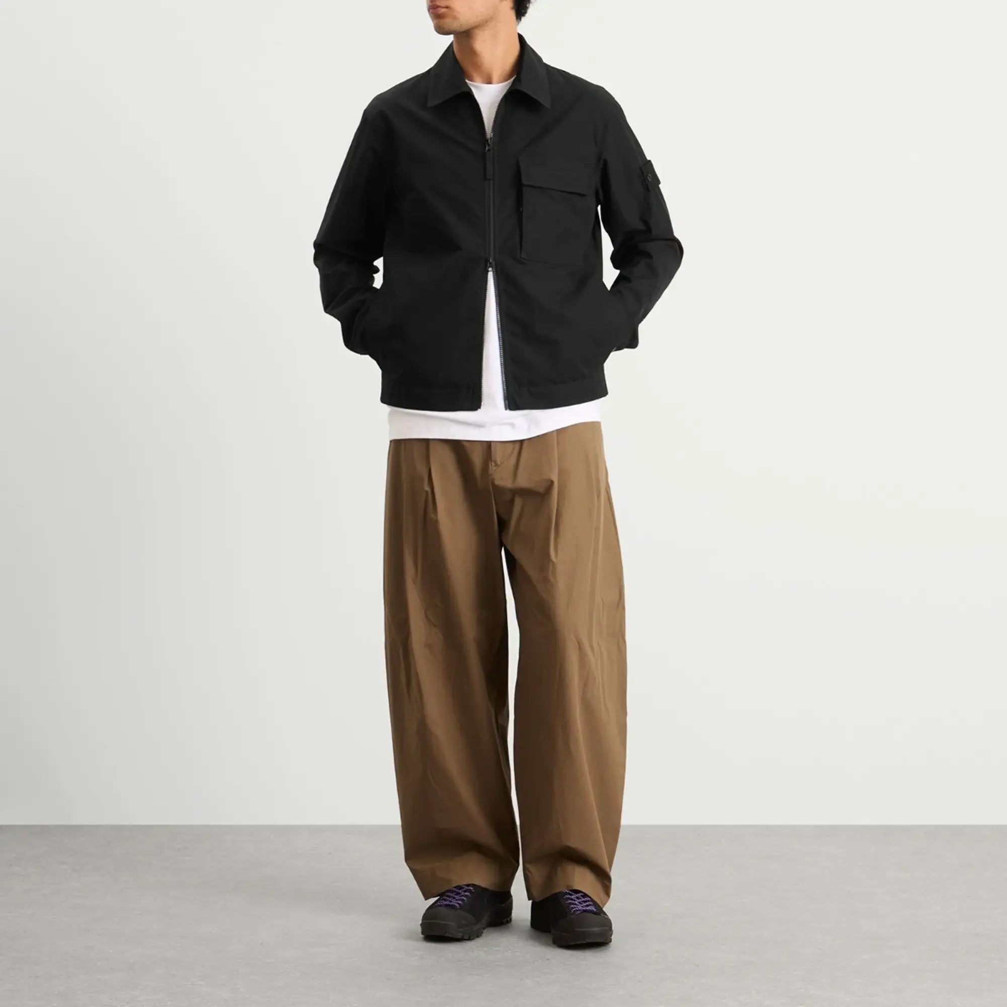 Stone Island Men's Ghost Weatherproof Cotton Canvas Shirt Jacket Black