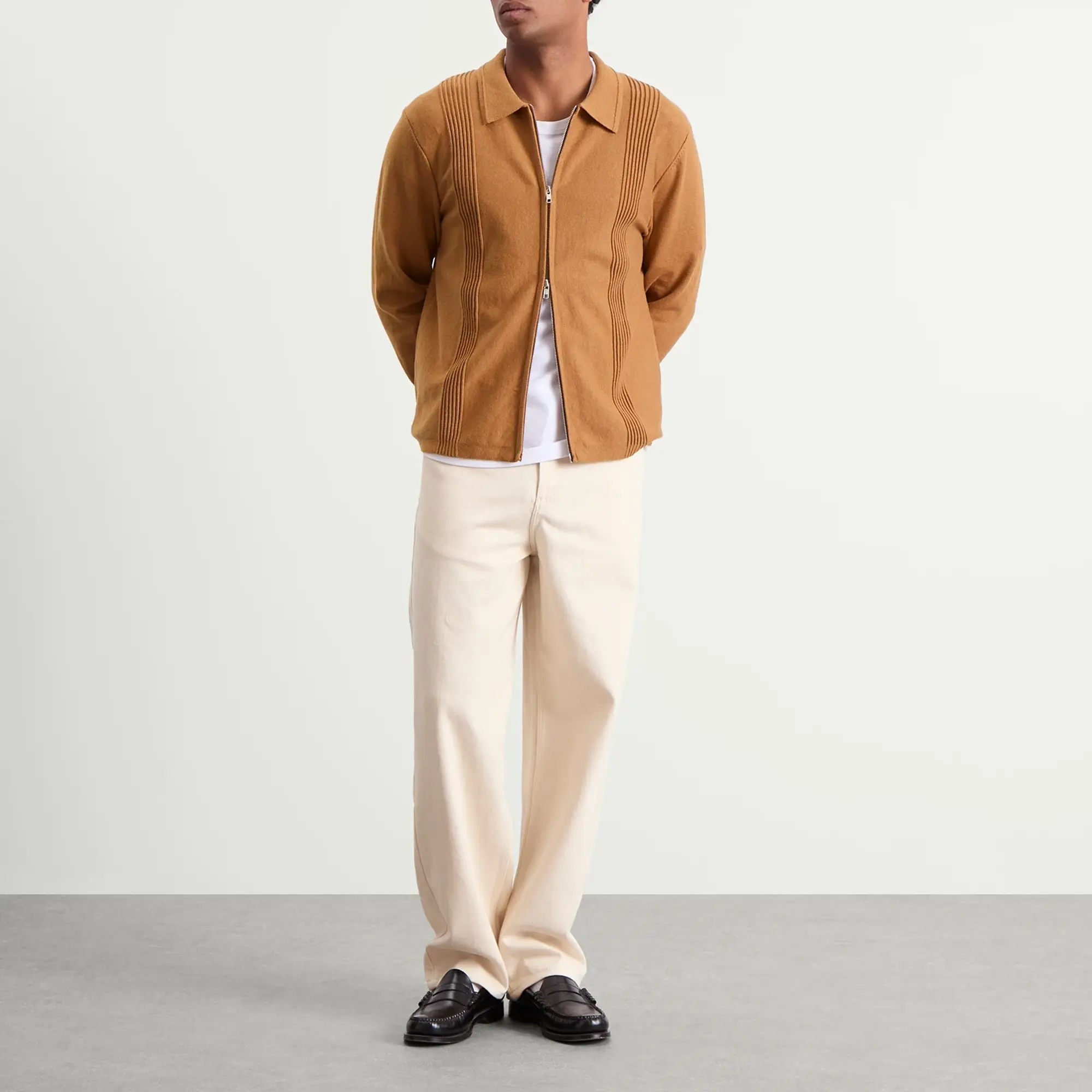 Wax London Men's Lennox Milano Zip Polo Camel