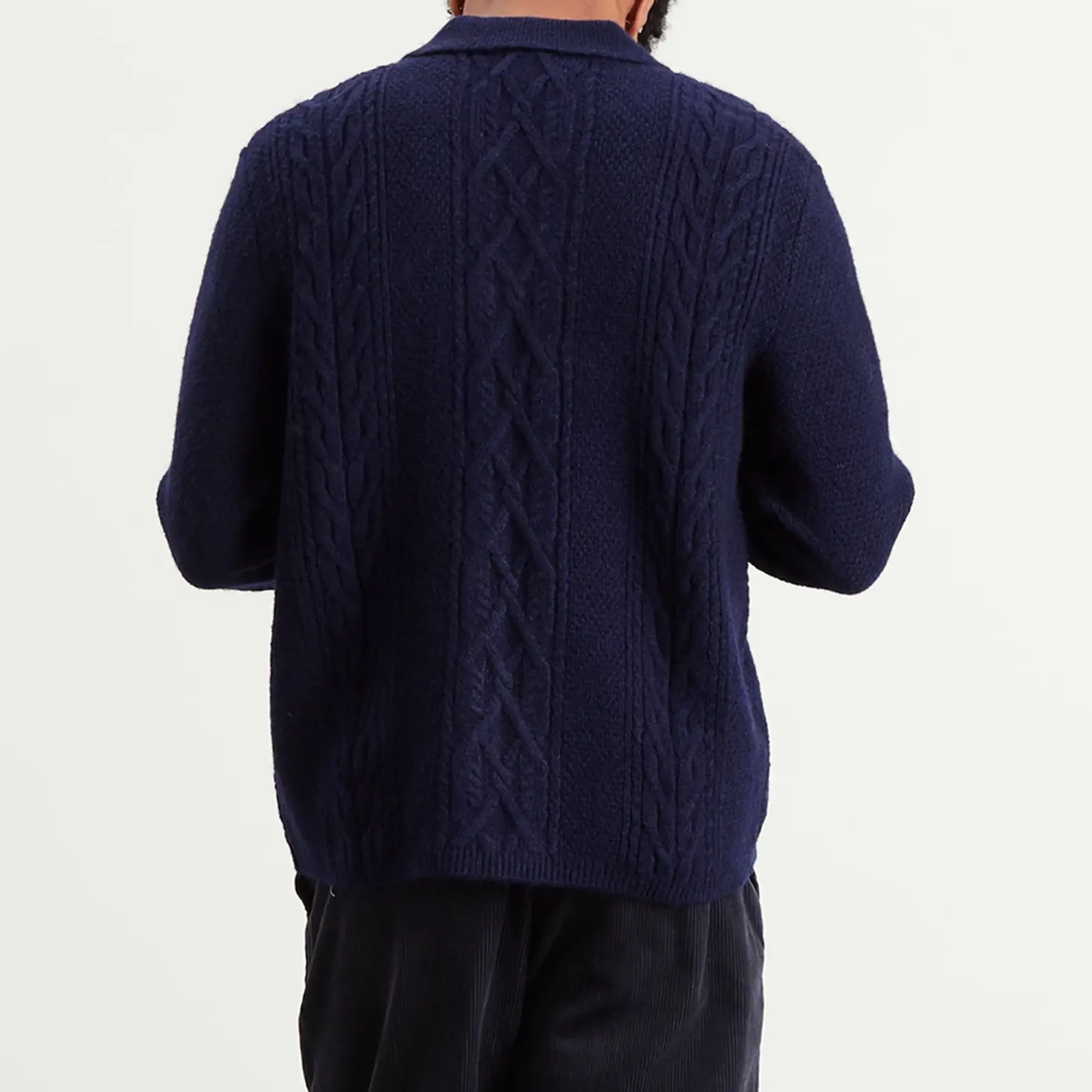 Wax London Men's Friar Zip Knit Jacket Navy