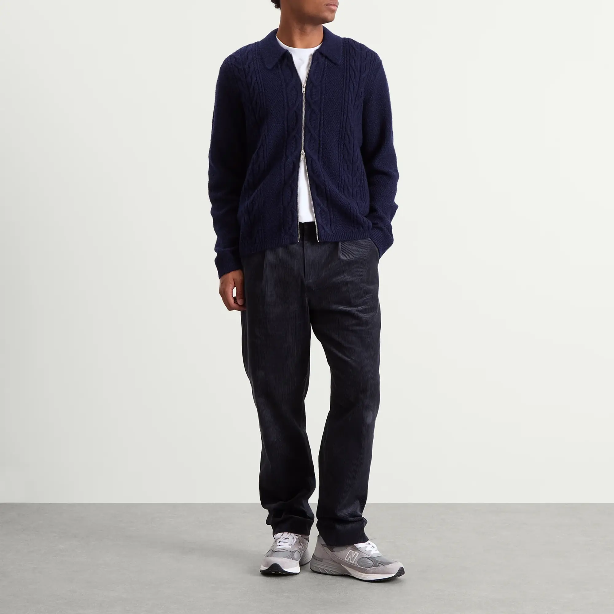 Wax London Men's Friar Zip Knit Jacket Navy