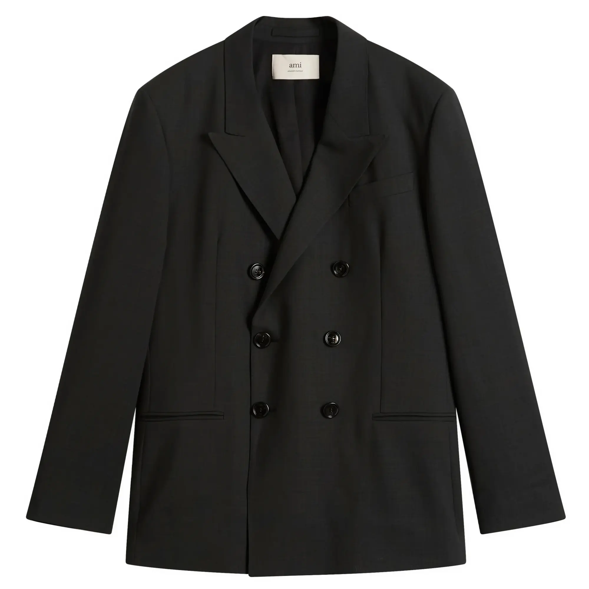 AMI Paris Men's Light Wool Twill 6 Button Jacket Anthracite
