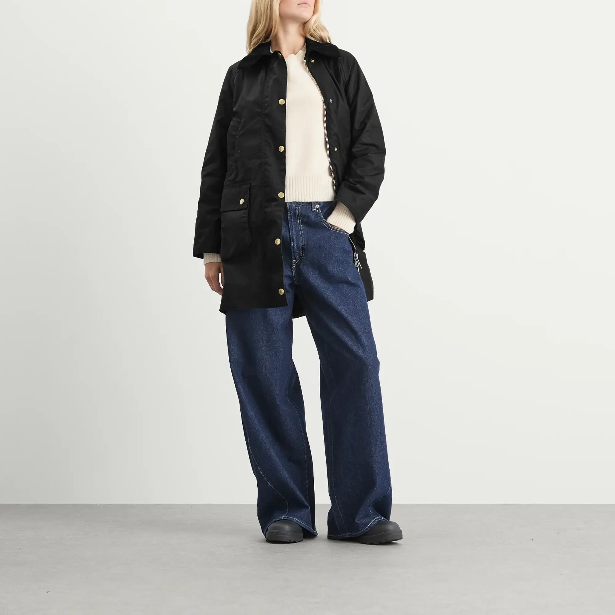 Barbour Women's Long Beadnell Wax Jacket Black/Classic