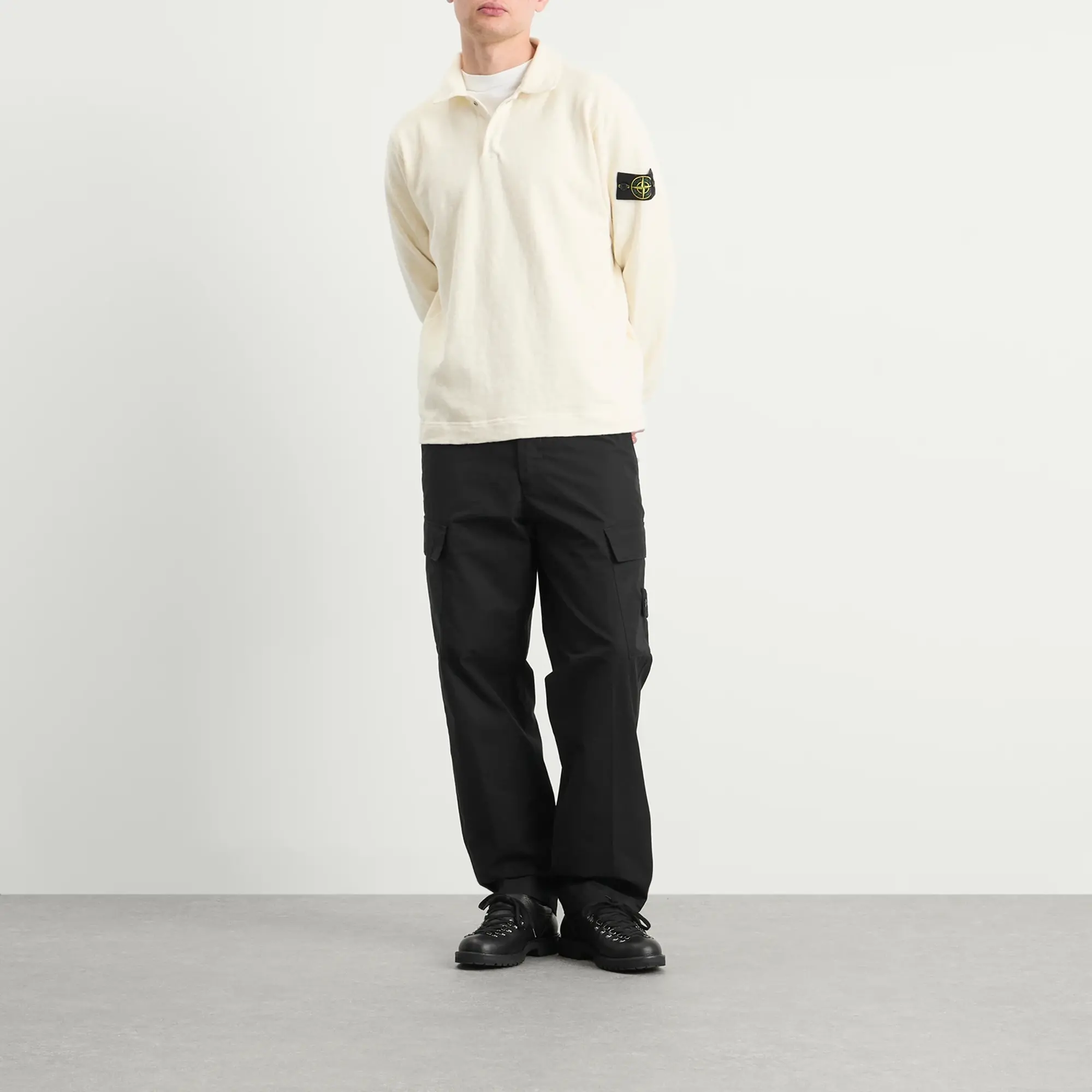 Stone Island Men's Ghost Weatherproof Cotton Canvas Cargo Pants Black