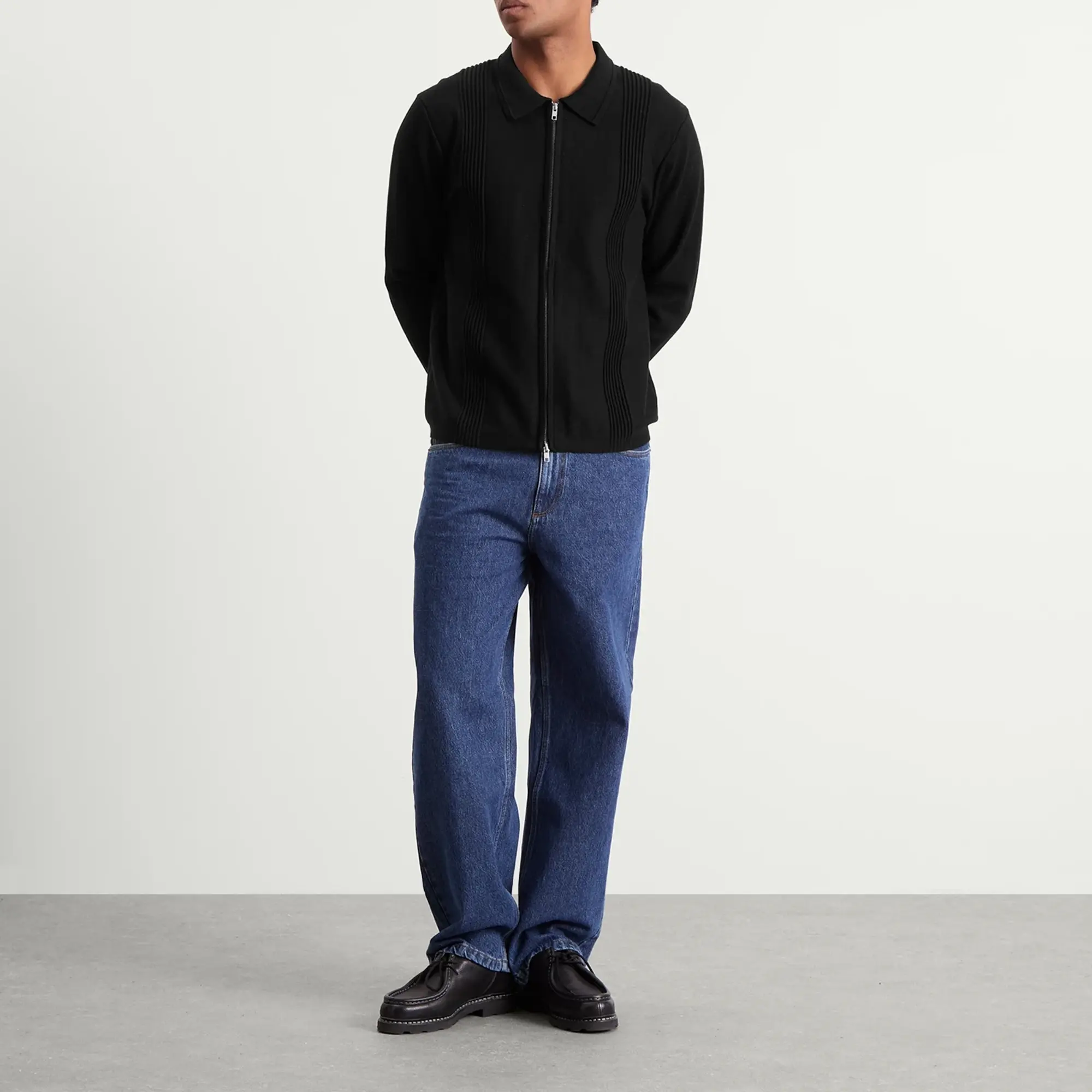 Wax London Men's Lennox Milano Zip Polo Black