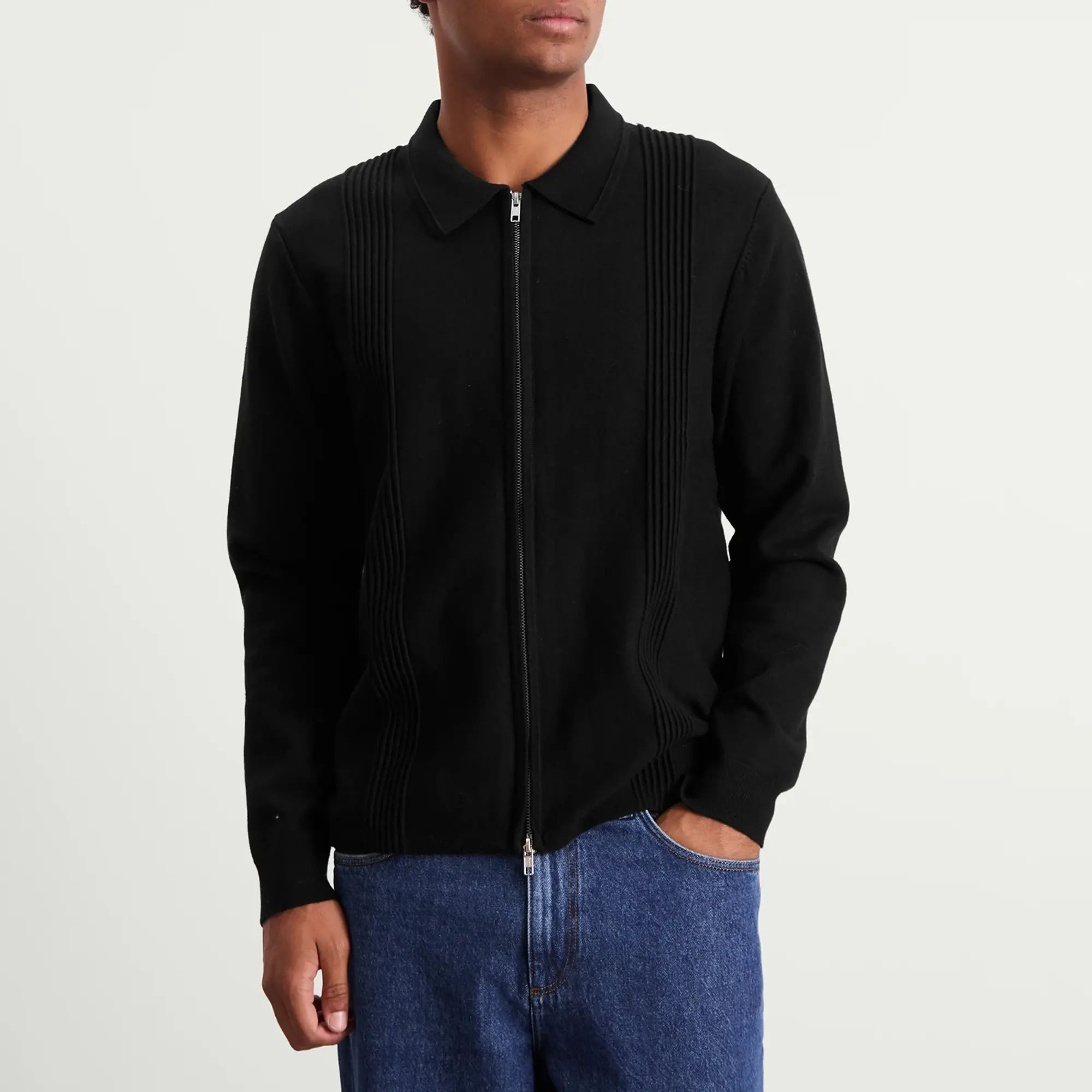 Wax London Men's Lennox Milano Zip Polo Black