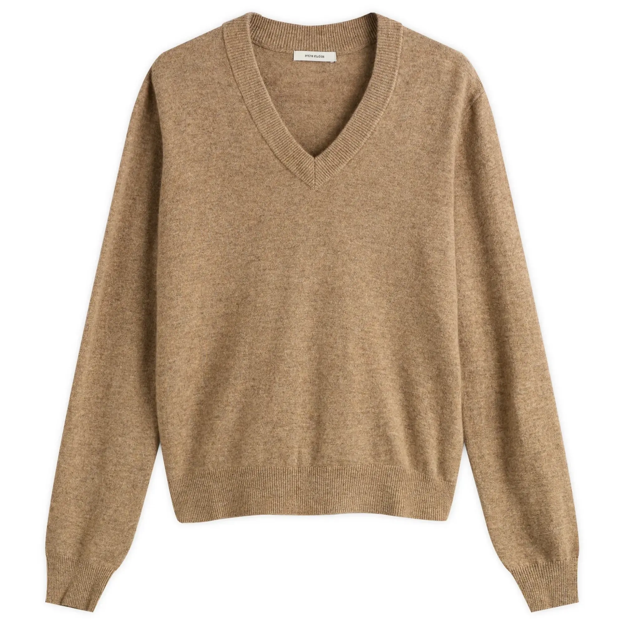 Entire Studios Women's Knitted V-Neck Jumper Camel