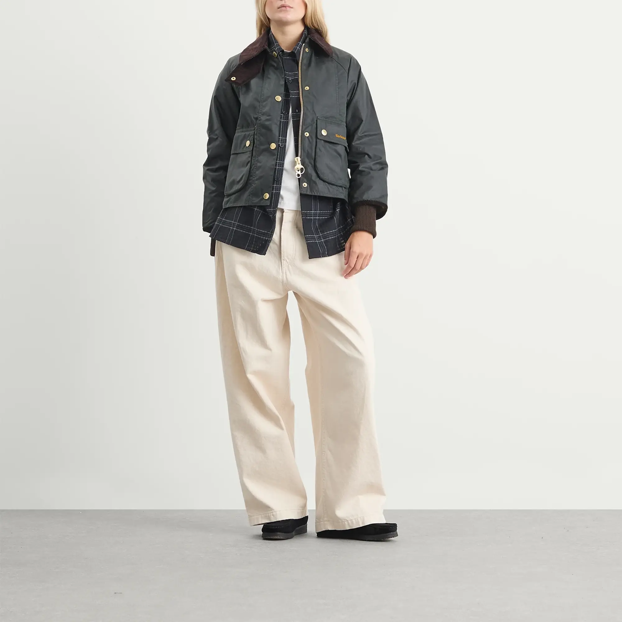 Barbour Women's Cropped Beadnell Wax Jacket Sage/Ancient