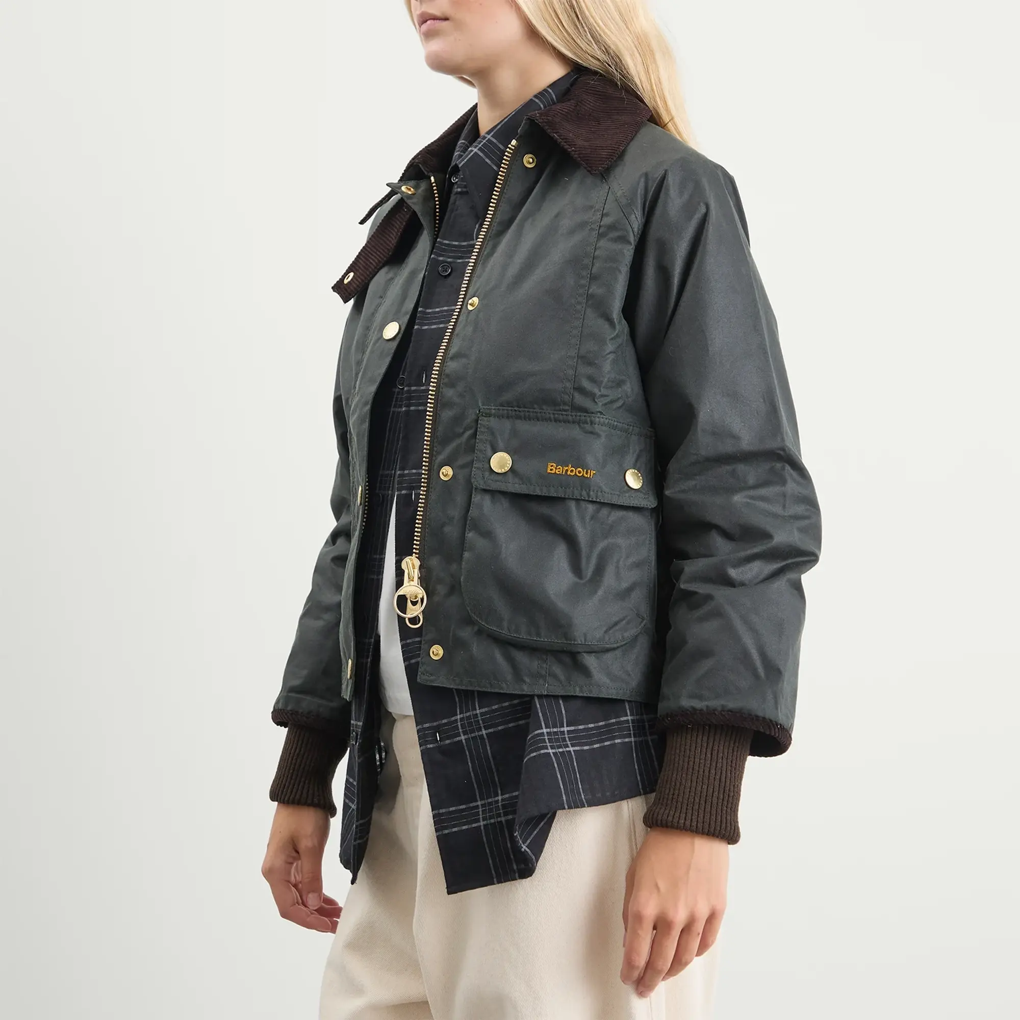 Barbour Women's Cropped Beadnell Wax Jacket Sage/Ancient