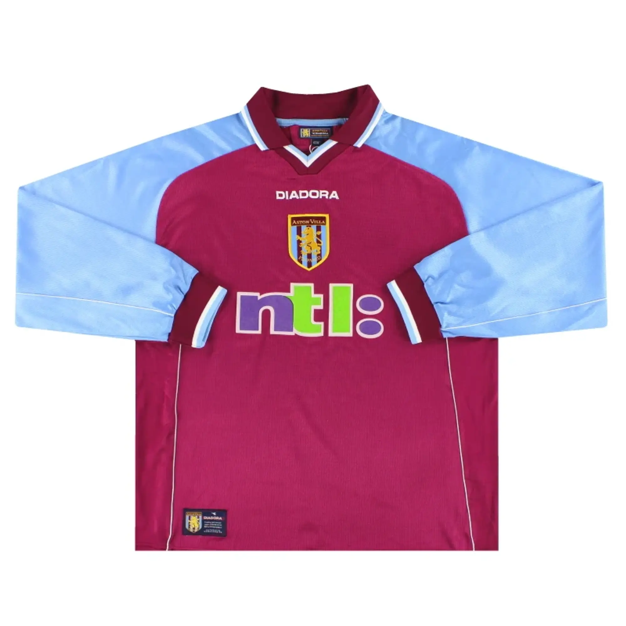 2000-01 Aston Villa Diadora Home Shirt L/S L - Aston Villa / Excellent 