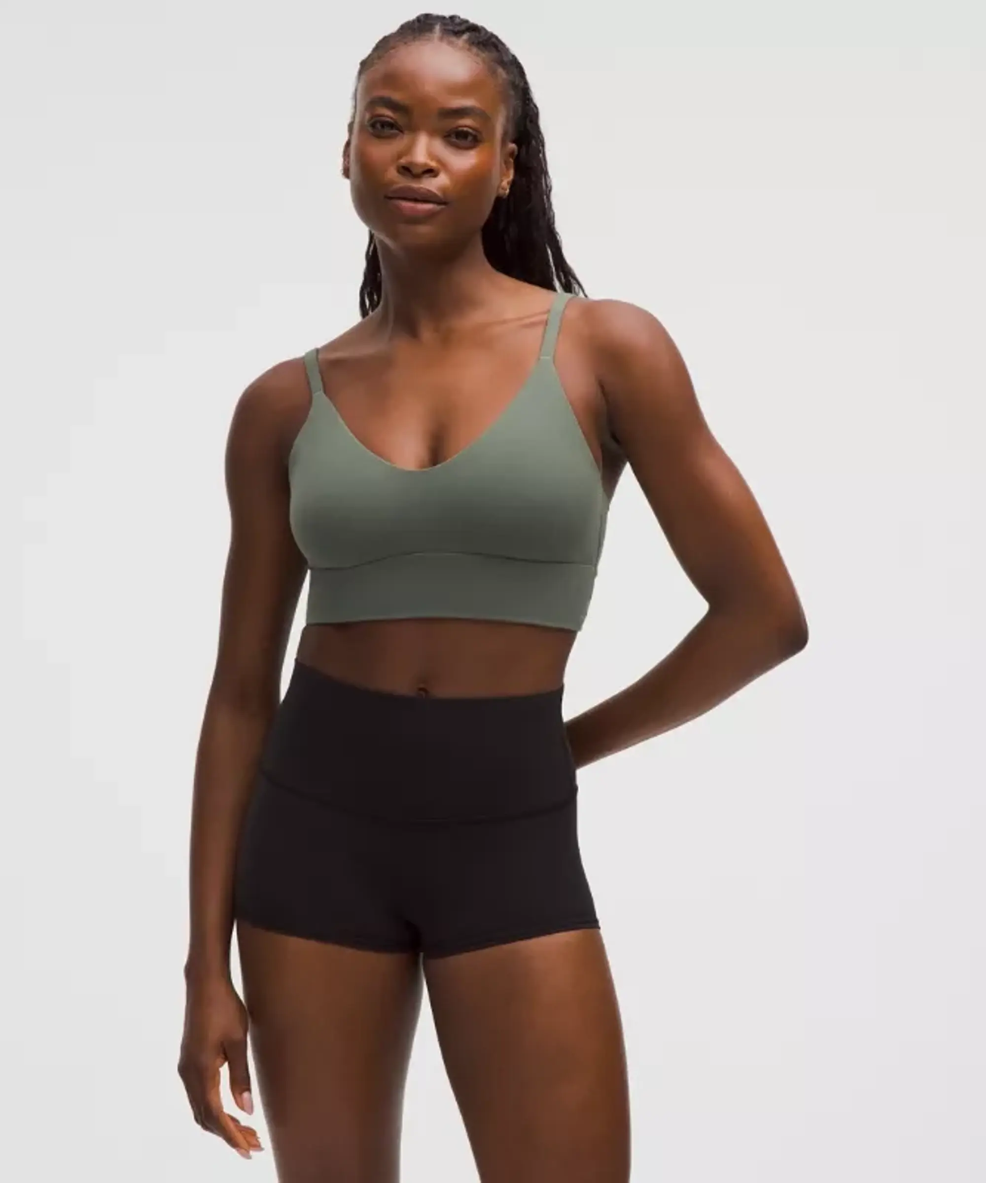 lululemon – Women's Focuser Scoop-Neck Sports Bra Nulu Light Support, C/D Cup – Color Green – Size 2XS