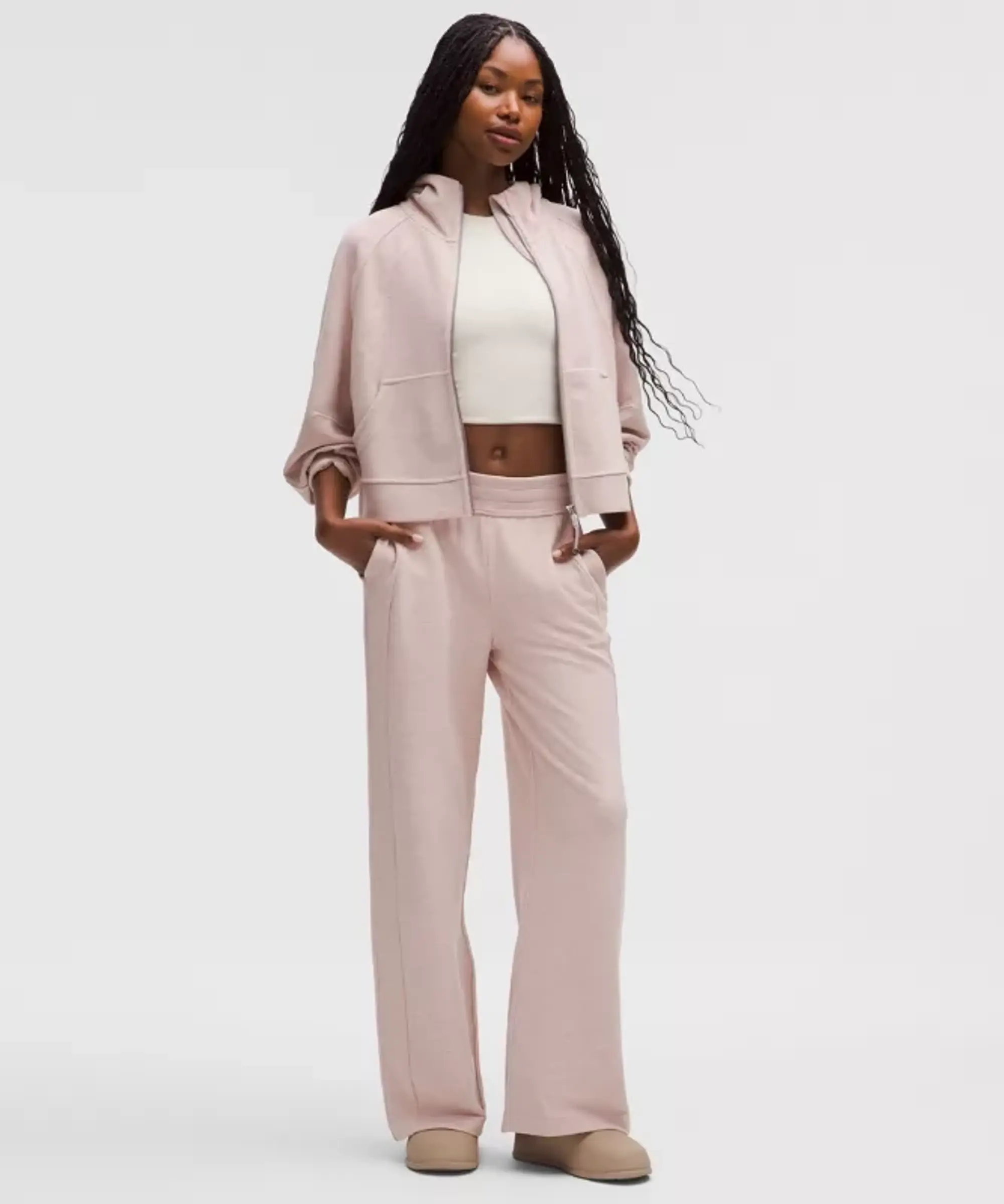 lululemon – Women's Scuba Mid-Rise Wide-Leg Pants Waffle – Color Pink – Size Large