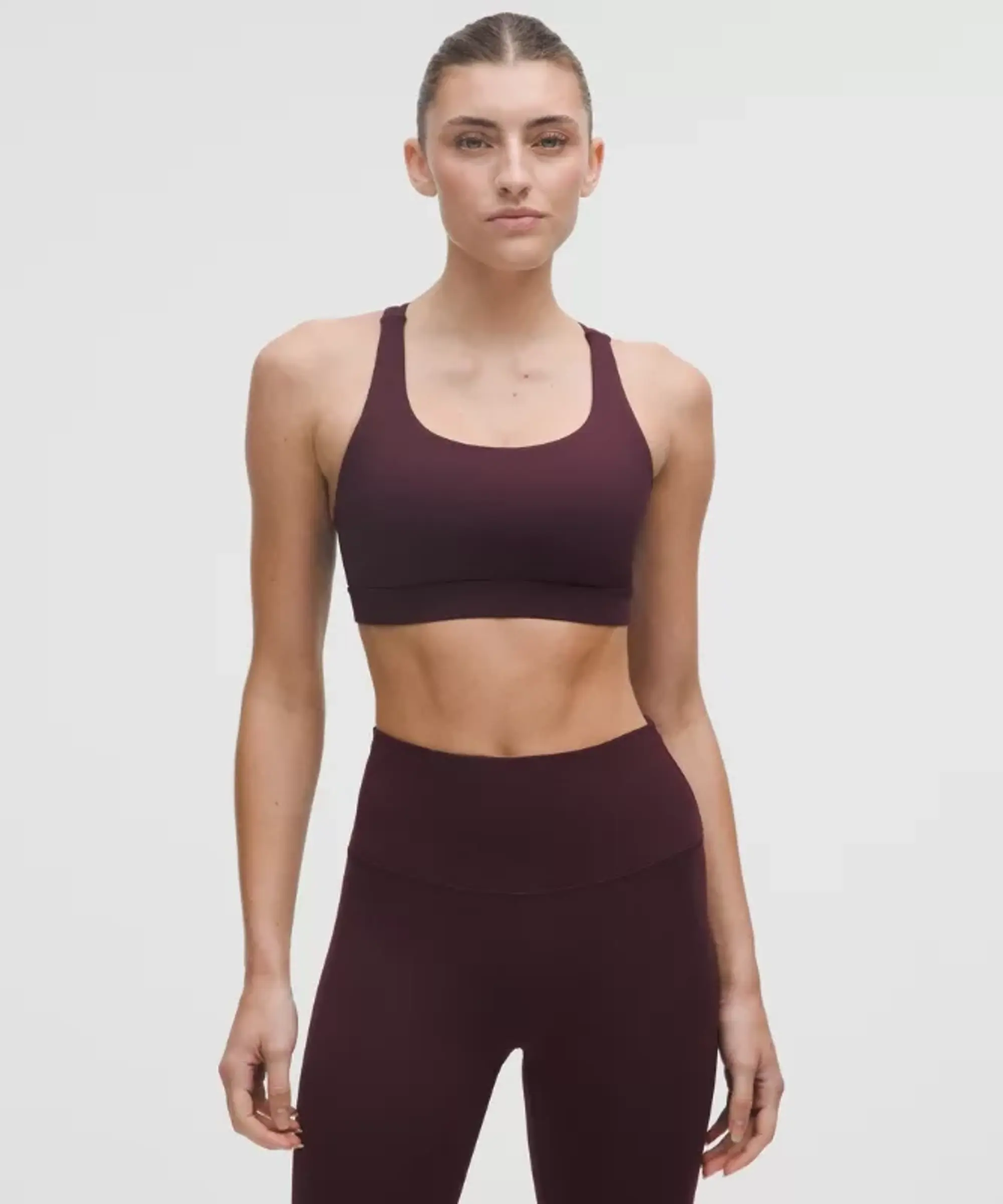 lululemon – Women's Energy Sports Bra Medium Support, B-D Cups – Color Red/Burgundy – Size 12