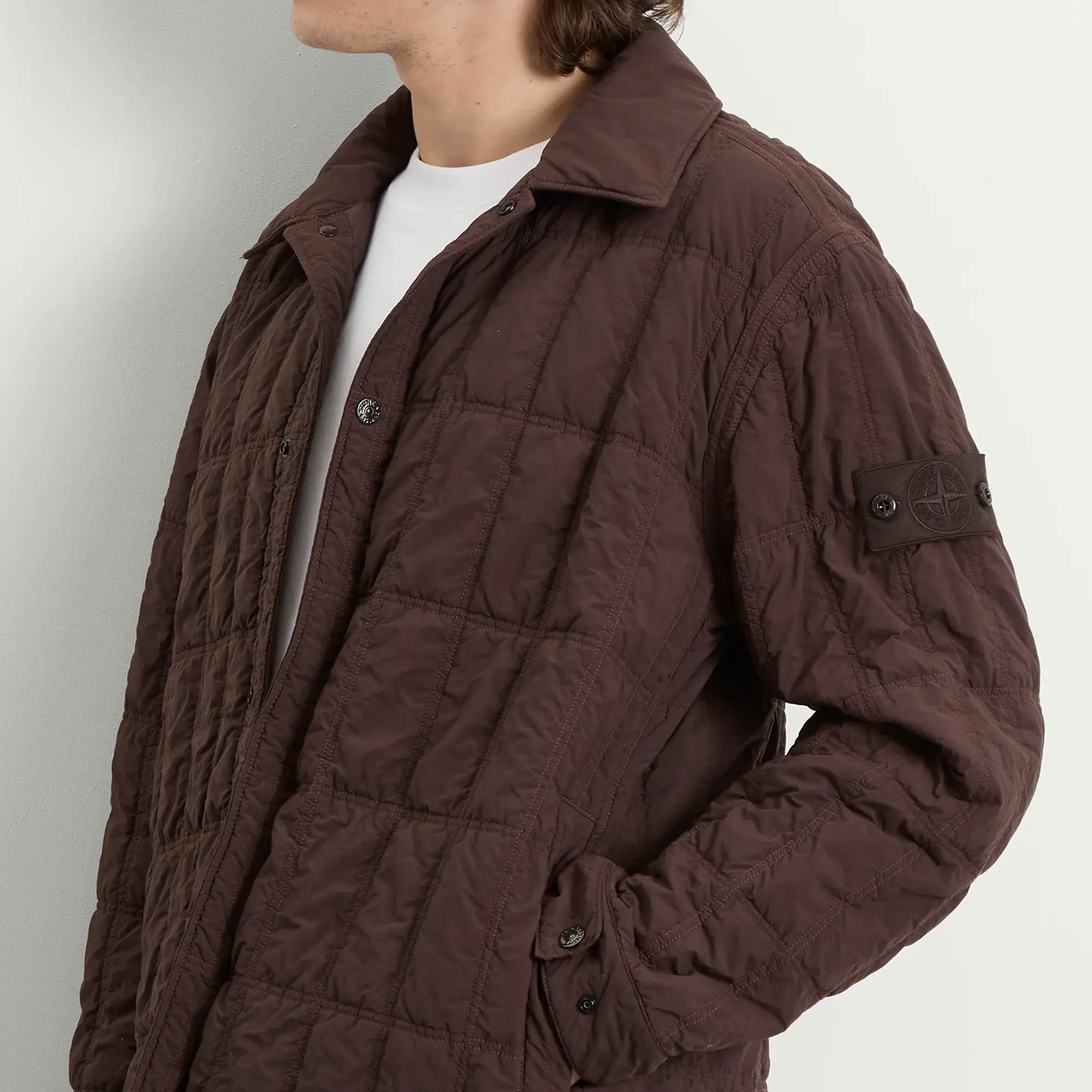 Stone Island Men's Ghost Nylon Smerigliato PrimaLoft Jacket Dark Brown