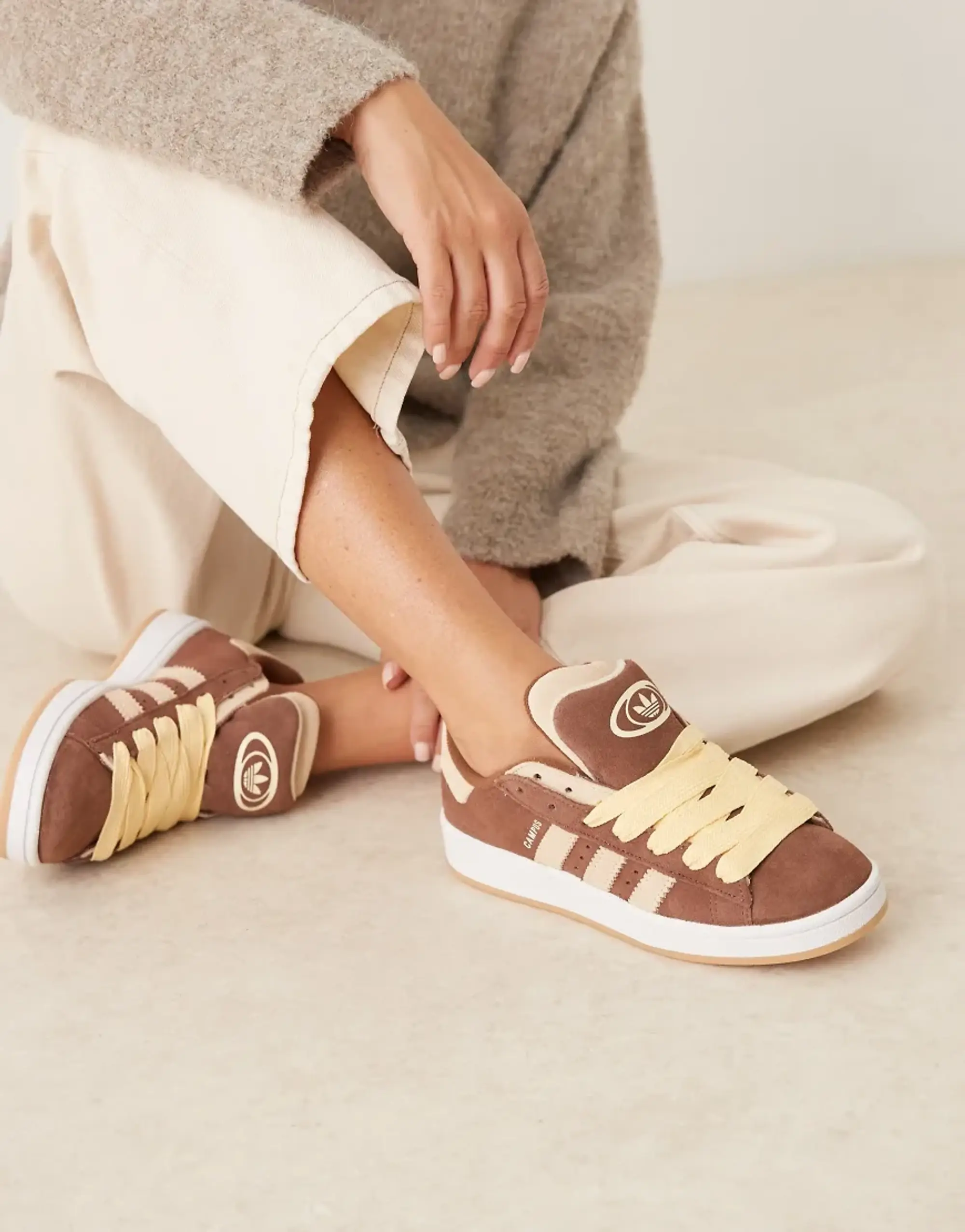 Adidas Originals Campus 00'S Double Trainers In Brown And Cream